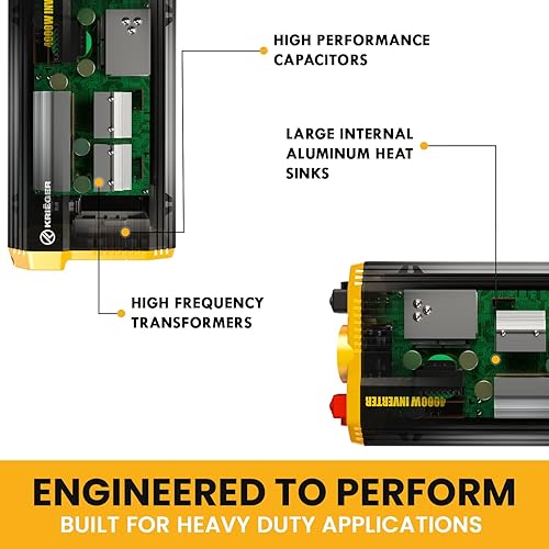 Miniatura 3 de KRIËGER 12 V inversor de corriente dual 110 V CA, juego de instalación incluido, fuente de alimentación de respaldo automotriz para licuadoras,