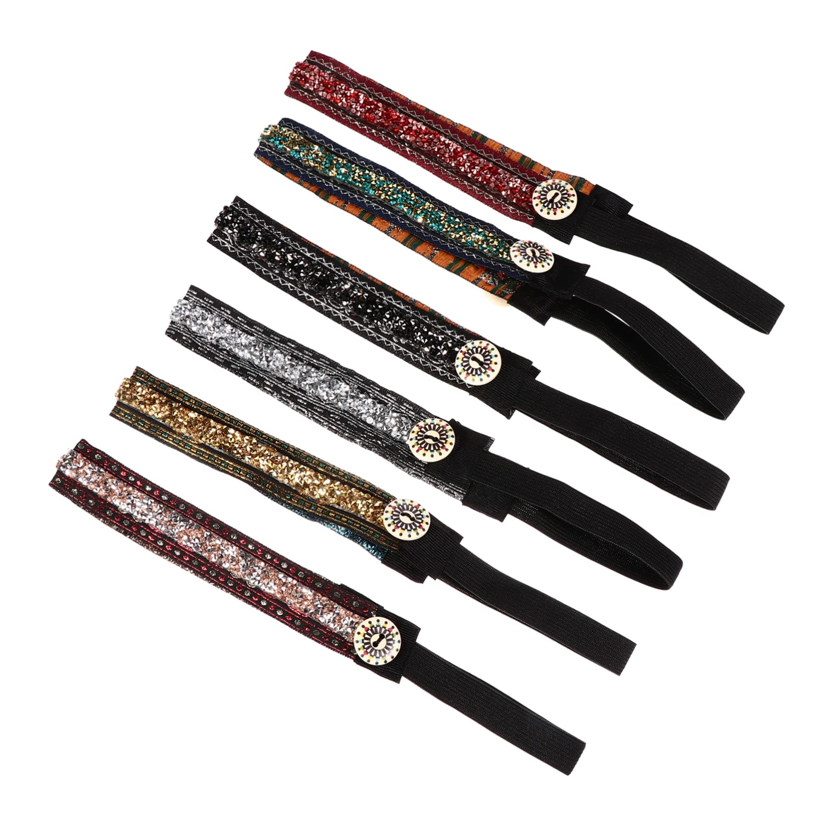 POPETPOP 6 Pezzi Fascia Con Bottoni Fascia Yoga e Elastiche e Sportive Per Le Donne Sportive Per Le Donne Da Donna ia Antisudore ia Elastica Turbante Tessuto