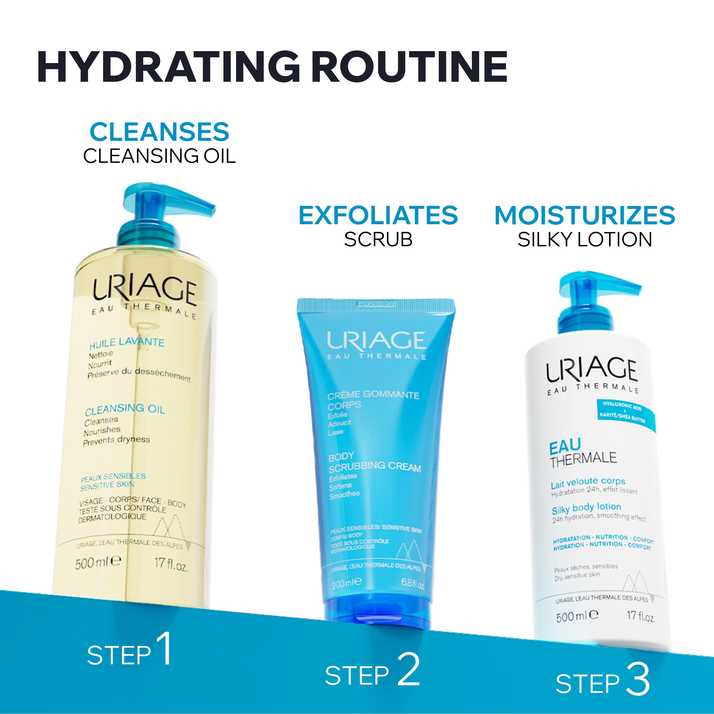 URIAGE EAU THERMALE Latte corpo idratante con BURRO DI KARITÉ E ACIDO IALURONICO I Idratazione intensa per 24 ore. Crema idratante corpo leggera e vellutata I Piacevole profumazione floreale