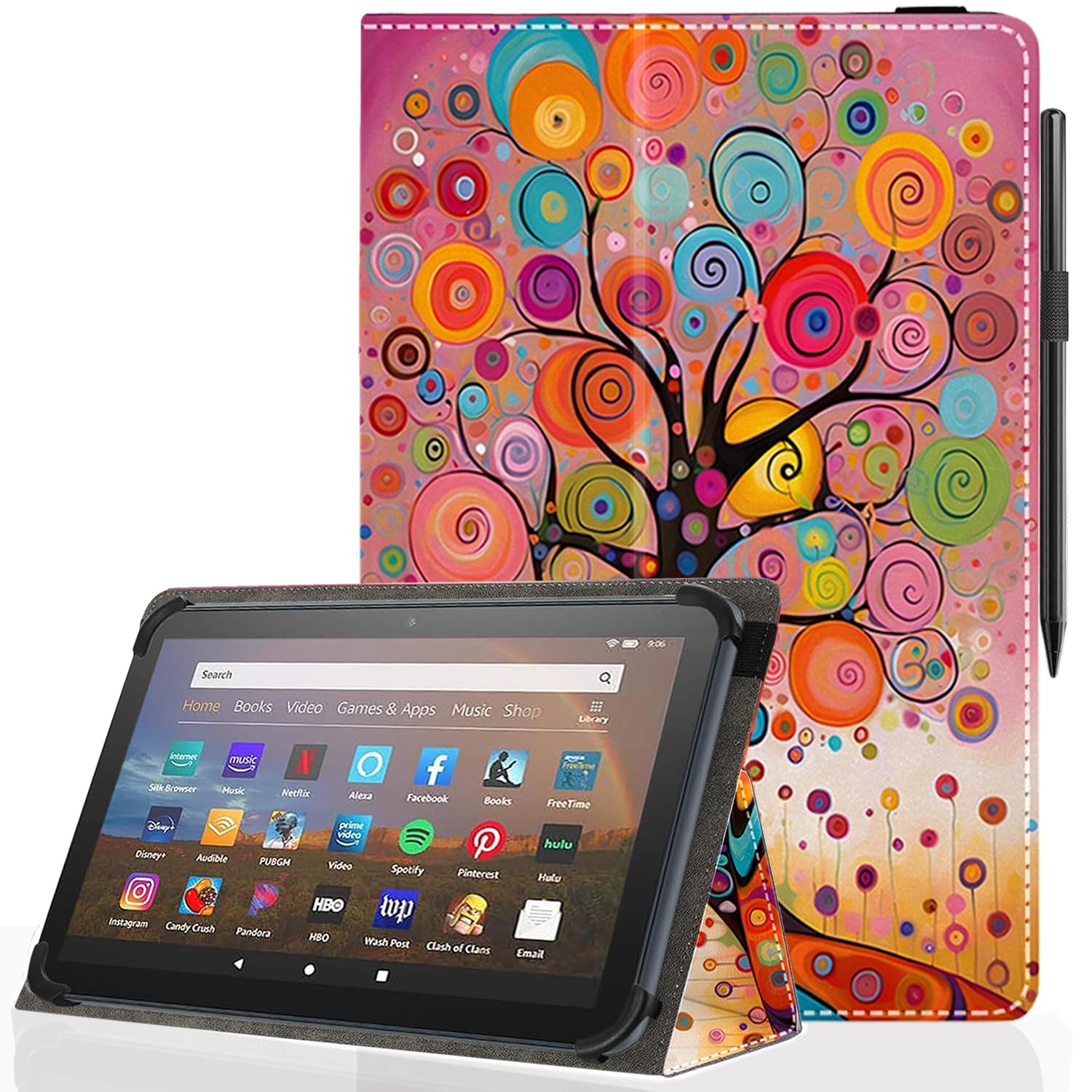 Pudiceva Universal 10 10.1 Inch Android Tablet Case,Slim Folding Stand Cover for All 9"-10.5" Touchscreen Tablet Case with Stylus Pen Holder,Dream