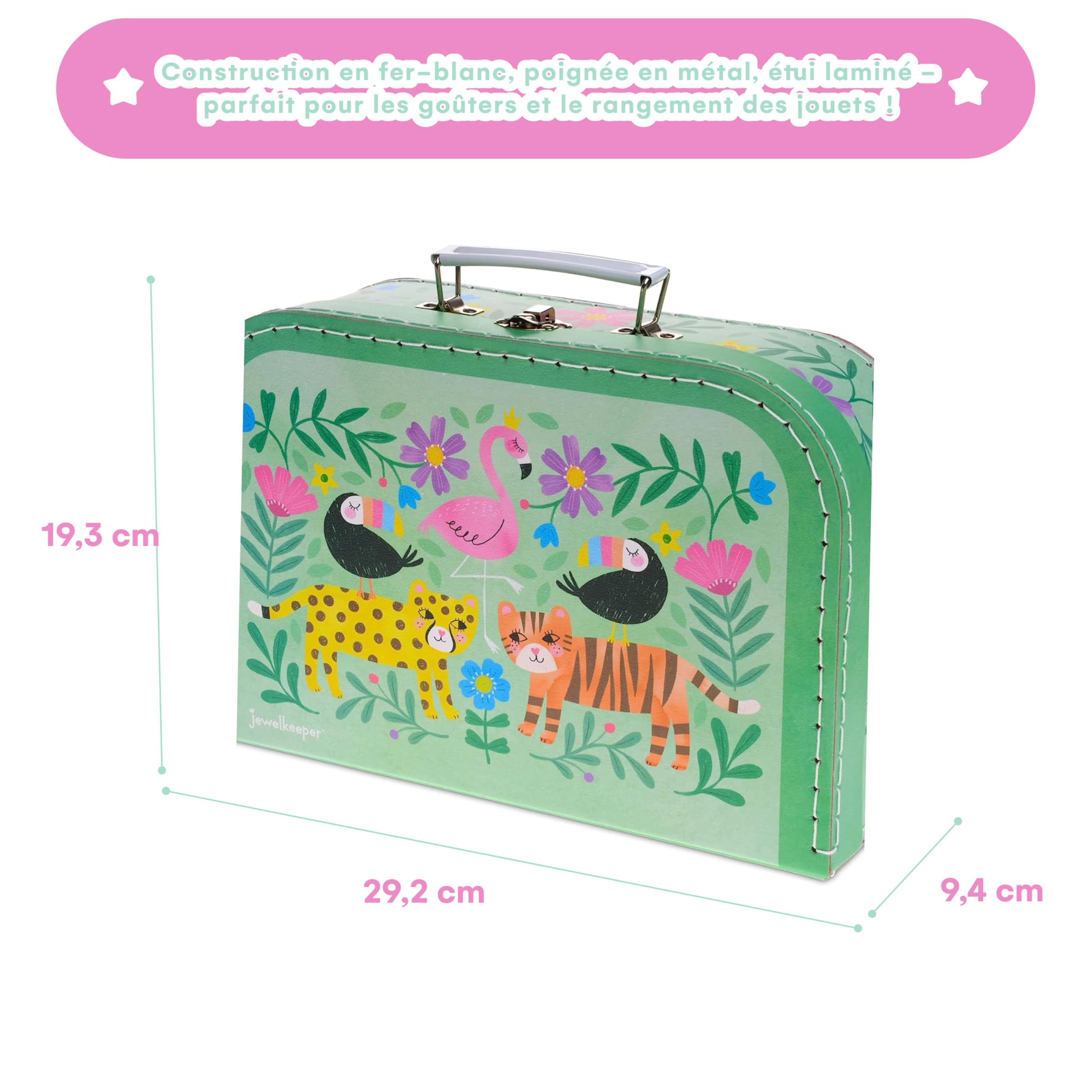 Jewelkeeper - Service à Thé pour Enfants, Dînette et Son Coffret Jouet, 15 Pièces - Modèle Safari