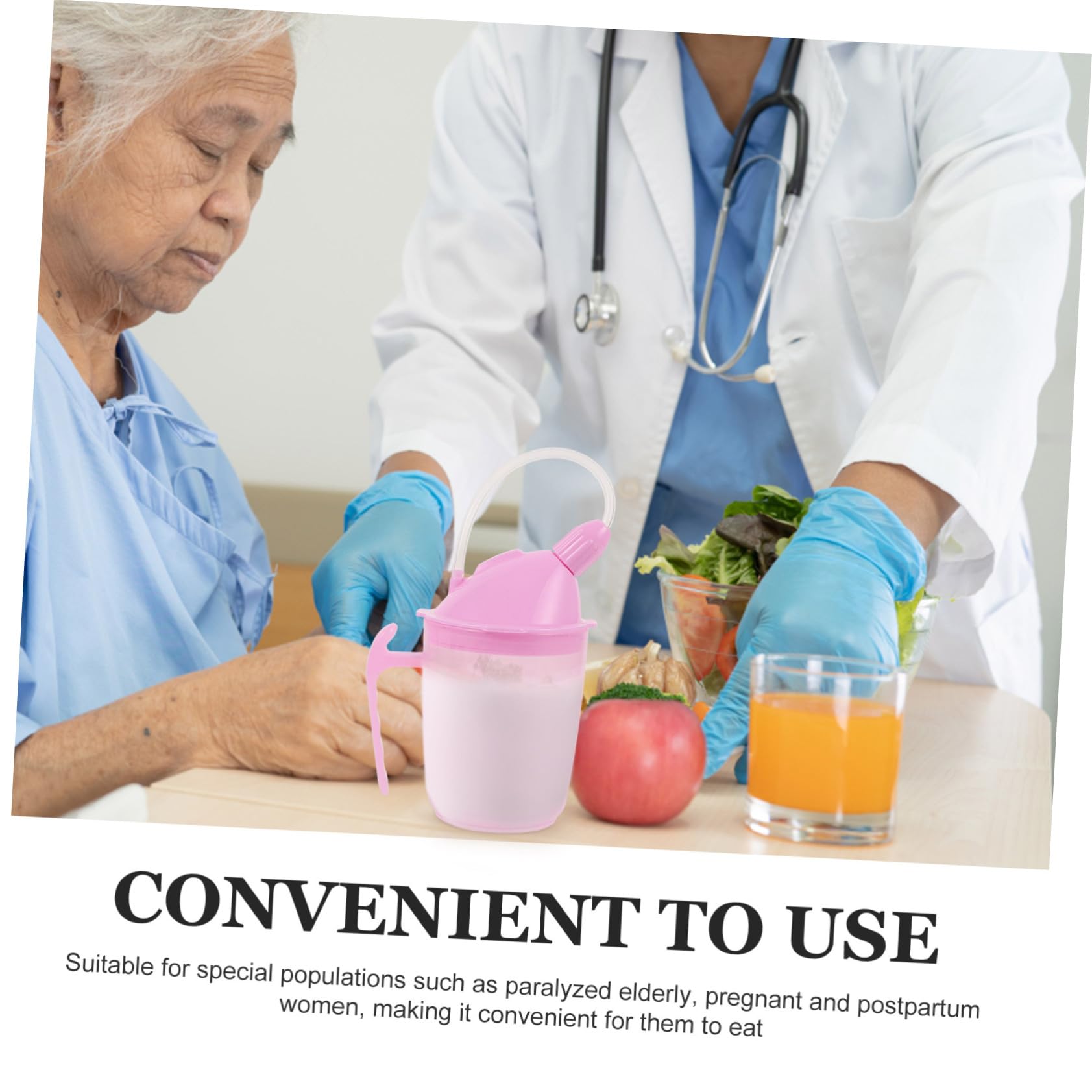 Anneome Taza Antigoteo Para Adultos Pajita Para Pacientes Encamados y Disfagia Fabricada Material De Alimenticio Ligera y Funcional Para Beber Agua Caldos