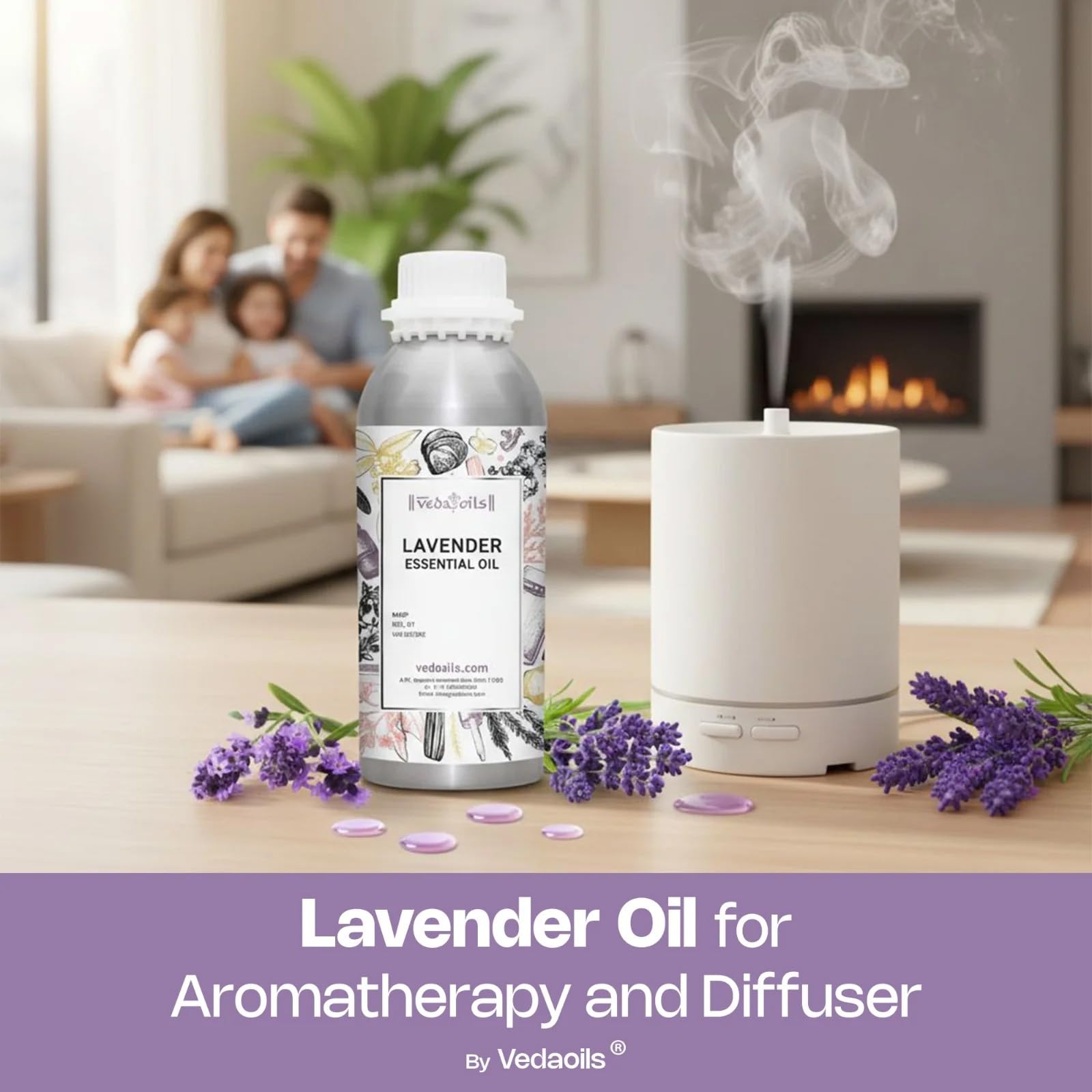 VedaOils Lavender Essential Oil for Relaxation, Sleep & Stress Relief | 100% Pure & Natural Aromatherapy Oil for Diffuser, Skin & Hair Care | Calming Floral Scent - 100ml - Image 6 thumbnail