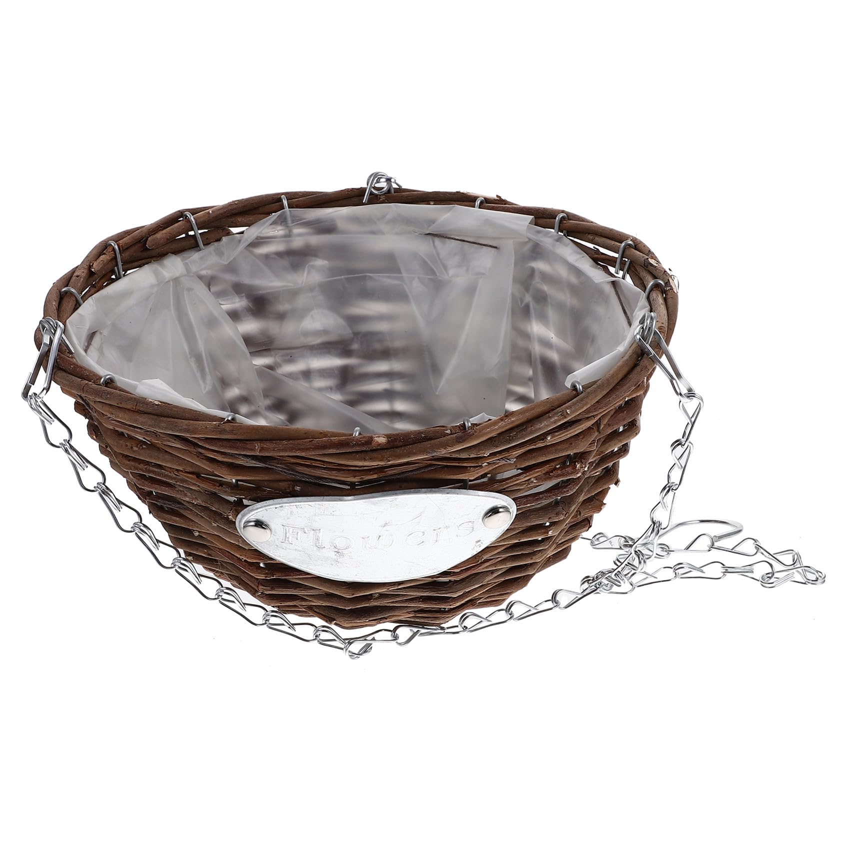 Vasi Sospesi in Rattan e Metallo, Set 2 Cestini per Piante da Appendere 25 CM, per Camere da Letto e Balconi Esterni