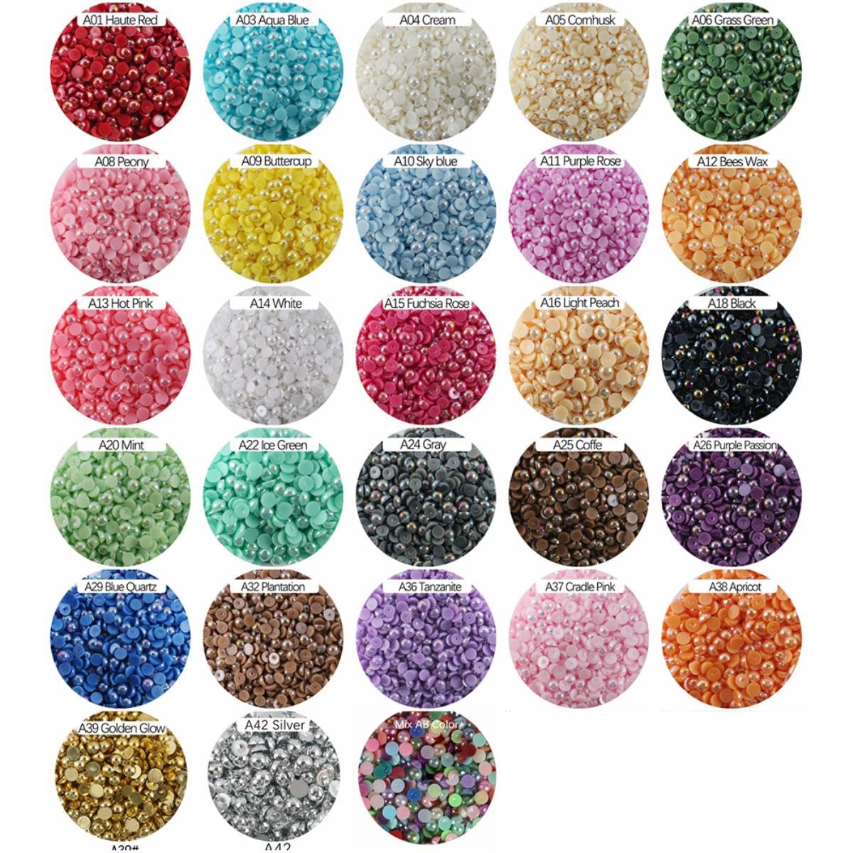 Perlin 150 perline da cucire, mezze perle da cucire, set a metà rotonda, 2 fori, retro piatto, tessuto decorativo acrilico per indumenti, fai da te, decorazioni
