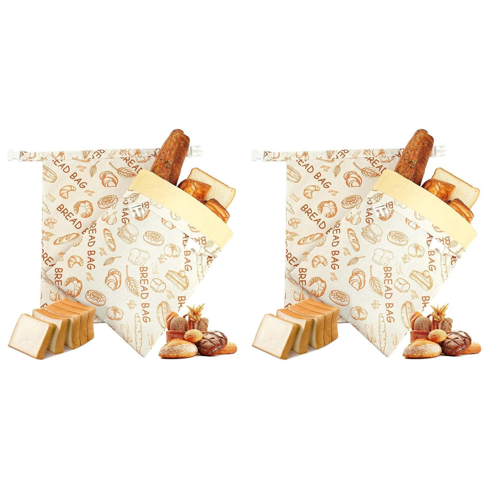 Hndhbfgrt Reusable Beeswax Bread Bags(4 Pack), Beeswax Bags for Sourdough/Homemade Bread, Natural Cotton Bees Wax Bag