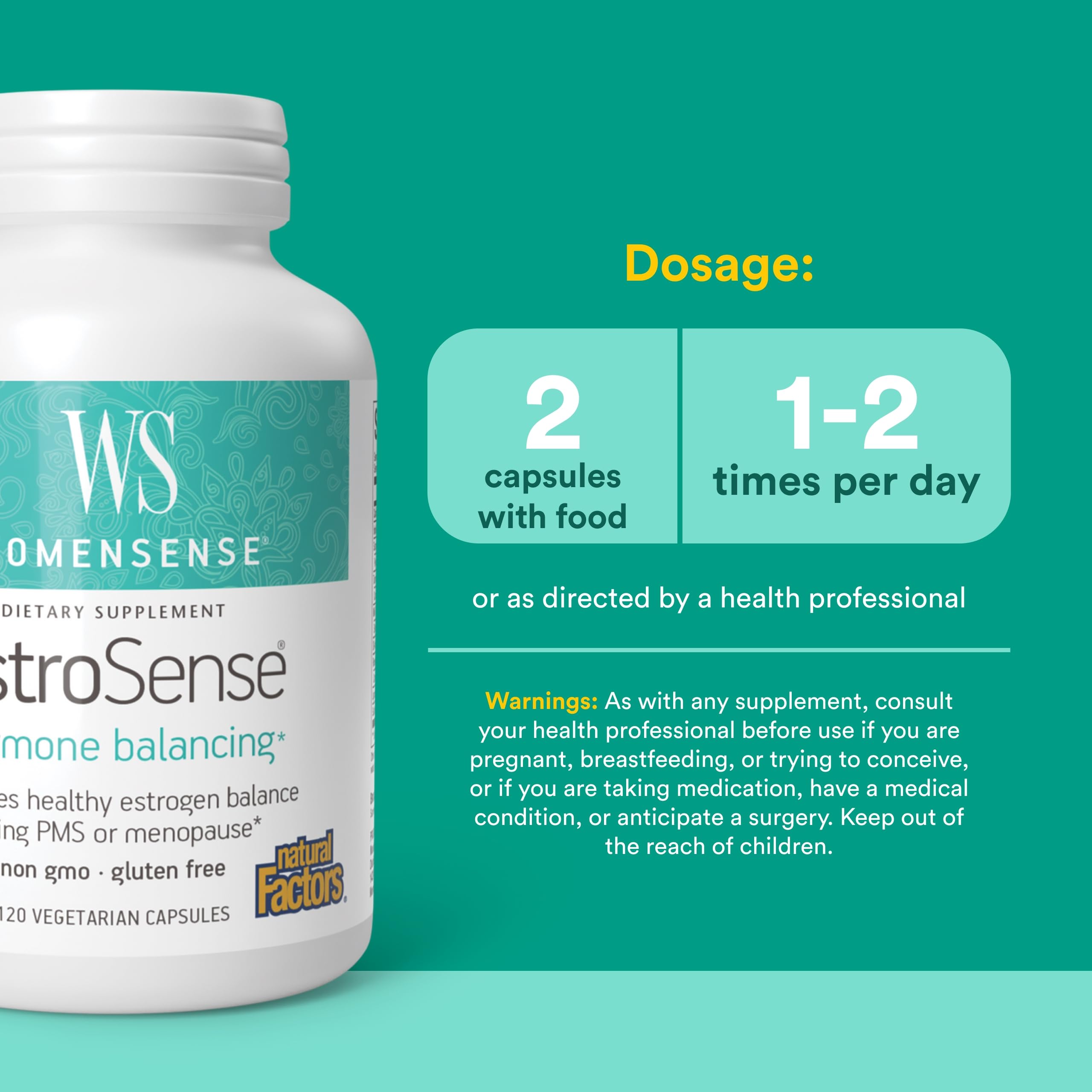 Natural Factors EstroSense Estrogen & Hormone Balance*, 120 Vegetarian Caps — Amazon image 3