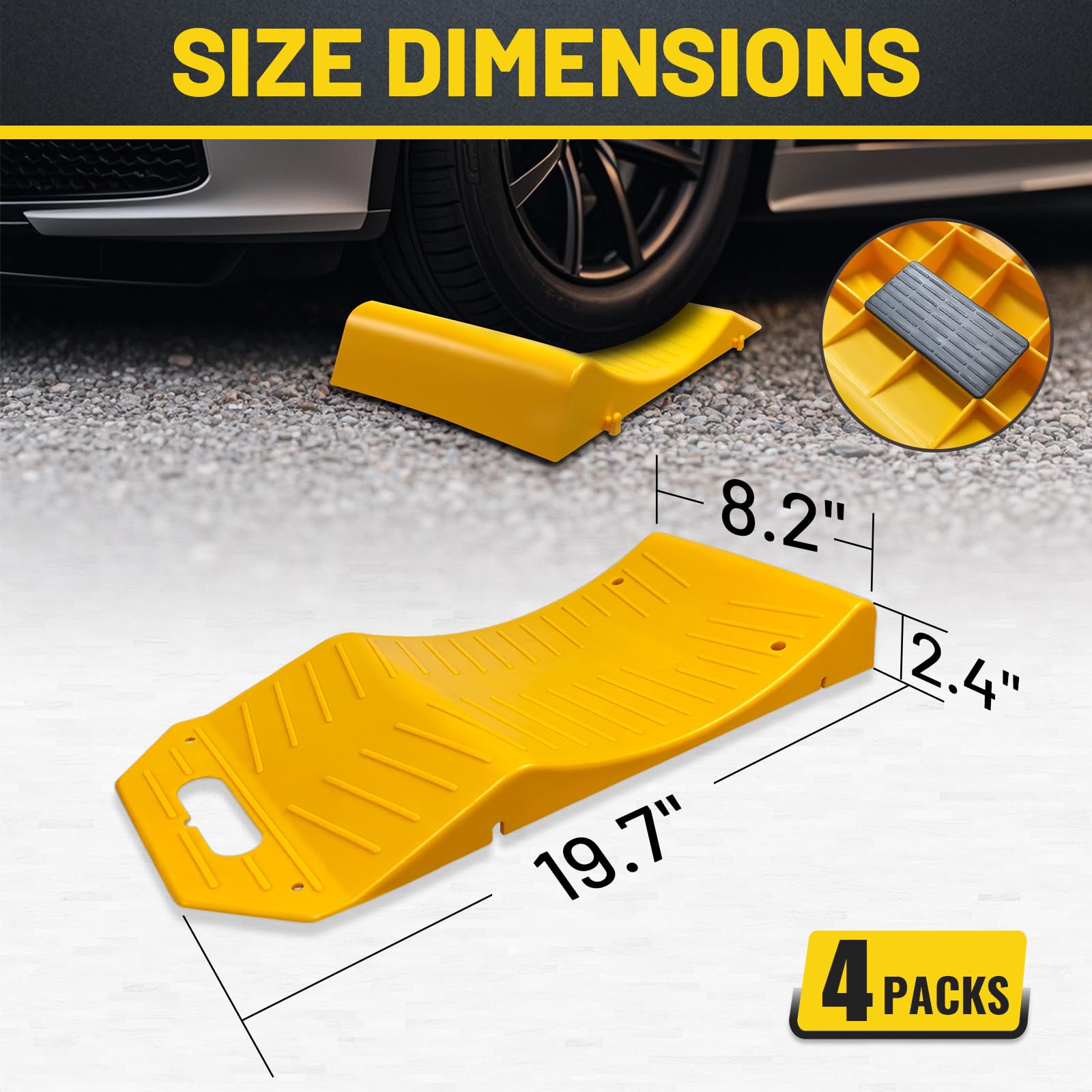 Snapklik.com : 4 Packs Tire Saver Ramps, Non-Slip Prevent Flat Spots ...