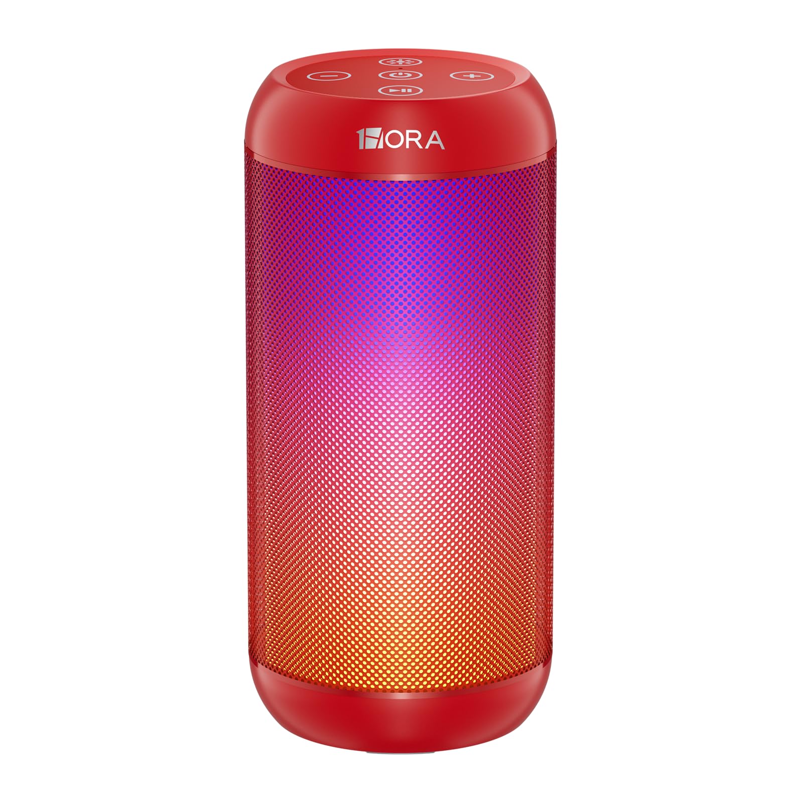 1 Hora Bocina Bluetooth Portátil 10W, 20 Horas de Reproducción, TWS Estéreo, Radio FM, USB/TF/AUX, Luces RGB, Recargable USB-C, Rojo