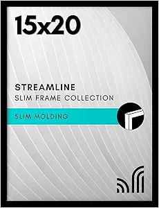 Americanflat 15x20 Picture Frame with Polished Plexiglass - Streamline Collection - Thin Border Picture Frame for Wall Display - Hanging Hardware Included - Black