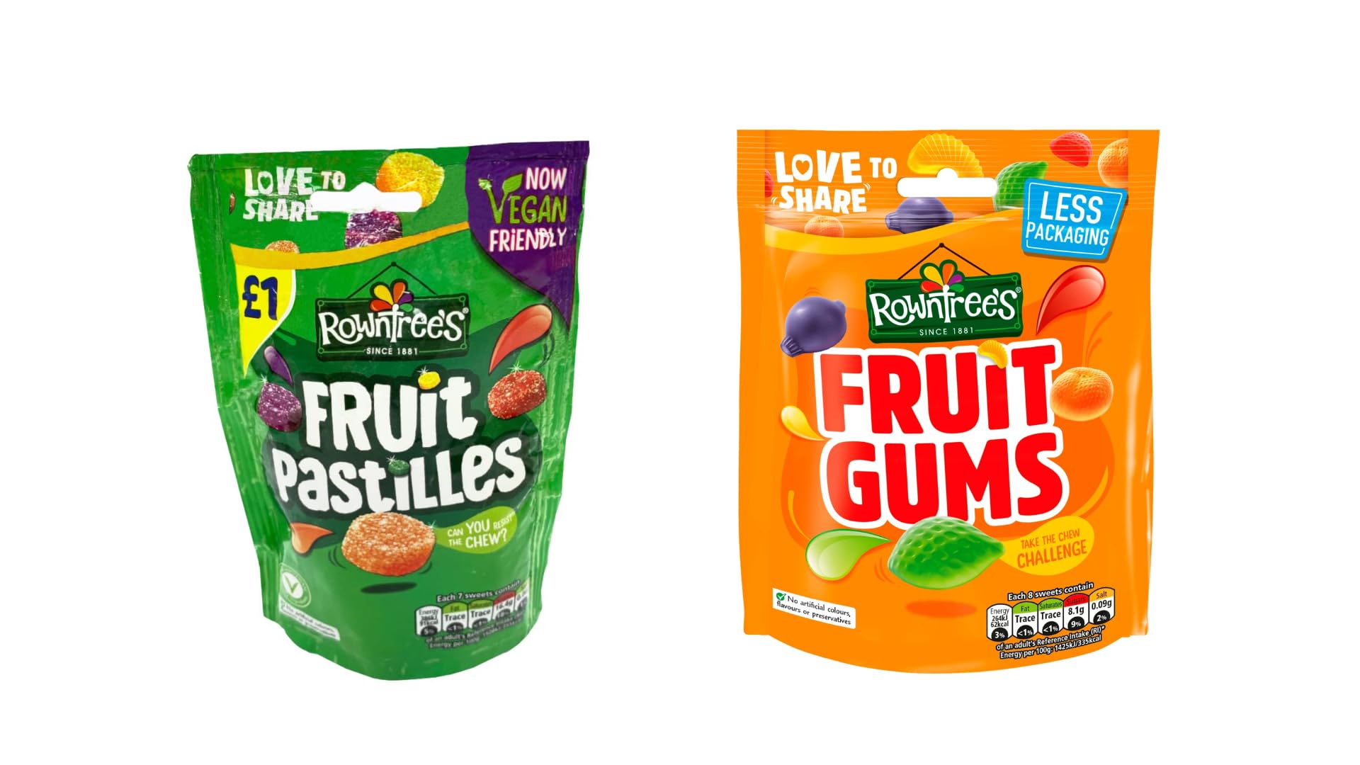 Rowntrees Fruit Pastilles & Fruit Gums Candy Combo Pack - 120g Each - Vegan-Friendly Tasty Treats in a Convenient Package! (B0CR18HP68) Amazon Price History, Amazon Price Tracker