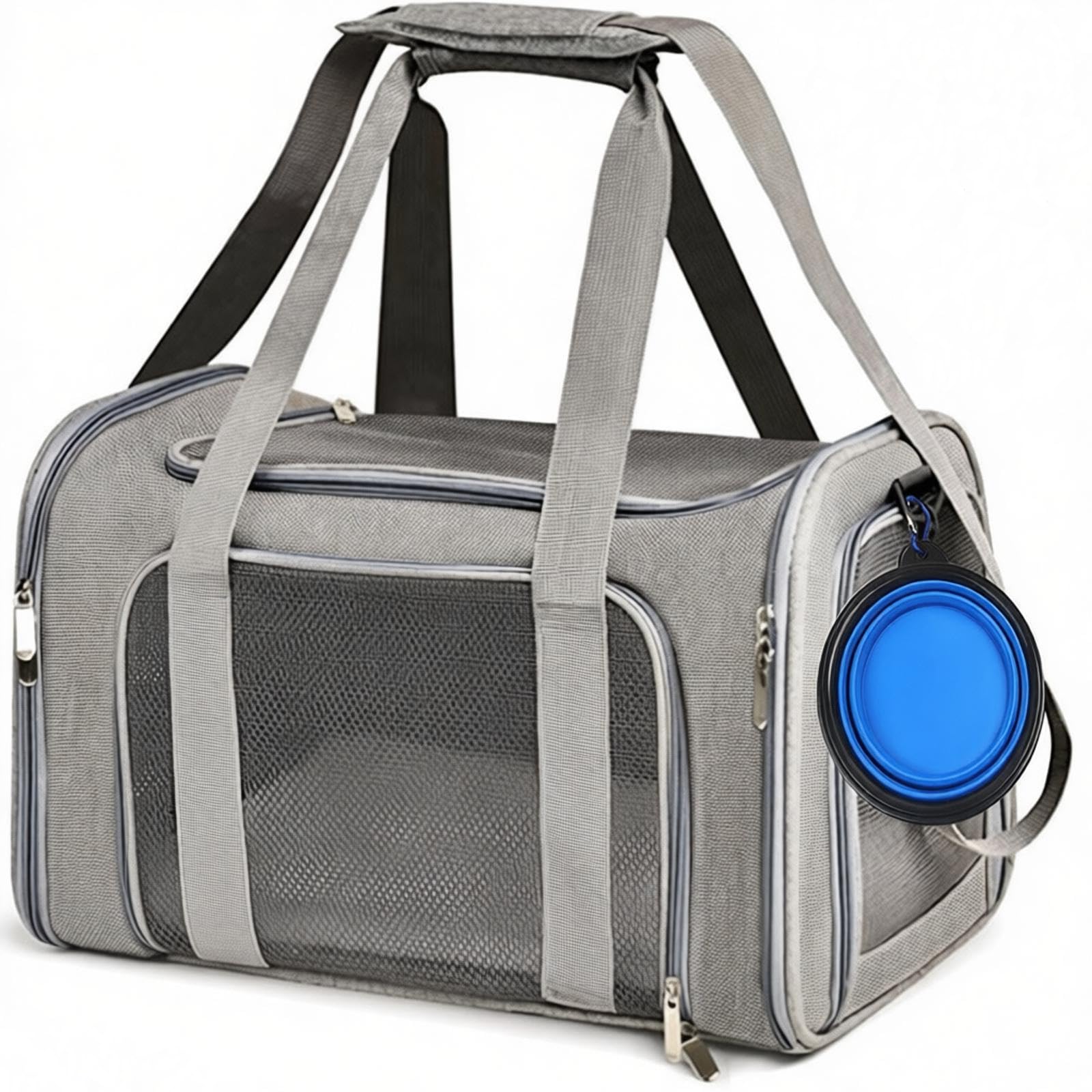 Transporttasche für Katze Hund, Faltbare Tragbar Katzentransportbox Hundetransportbox für Mittel Kleine Haustiere Katzen Hunde, Katze Tragebox Tragetasche bis 15lbs(Grau, M)