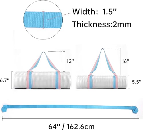 Miniatura 3 de Paquete de 2 correas para esterilla de yoga para llevar, soporte para esterilla de yoga, arnés ajustable para esterilla de yoga