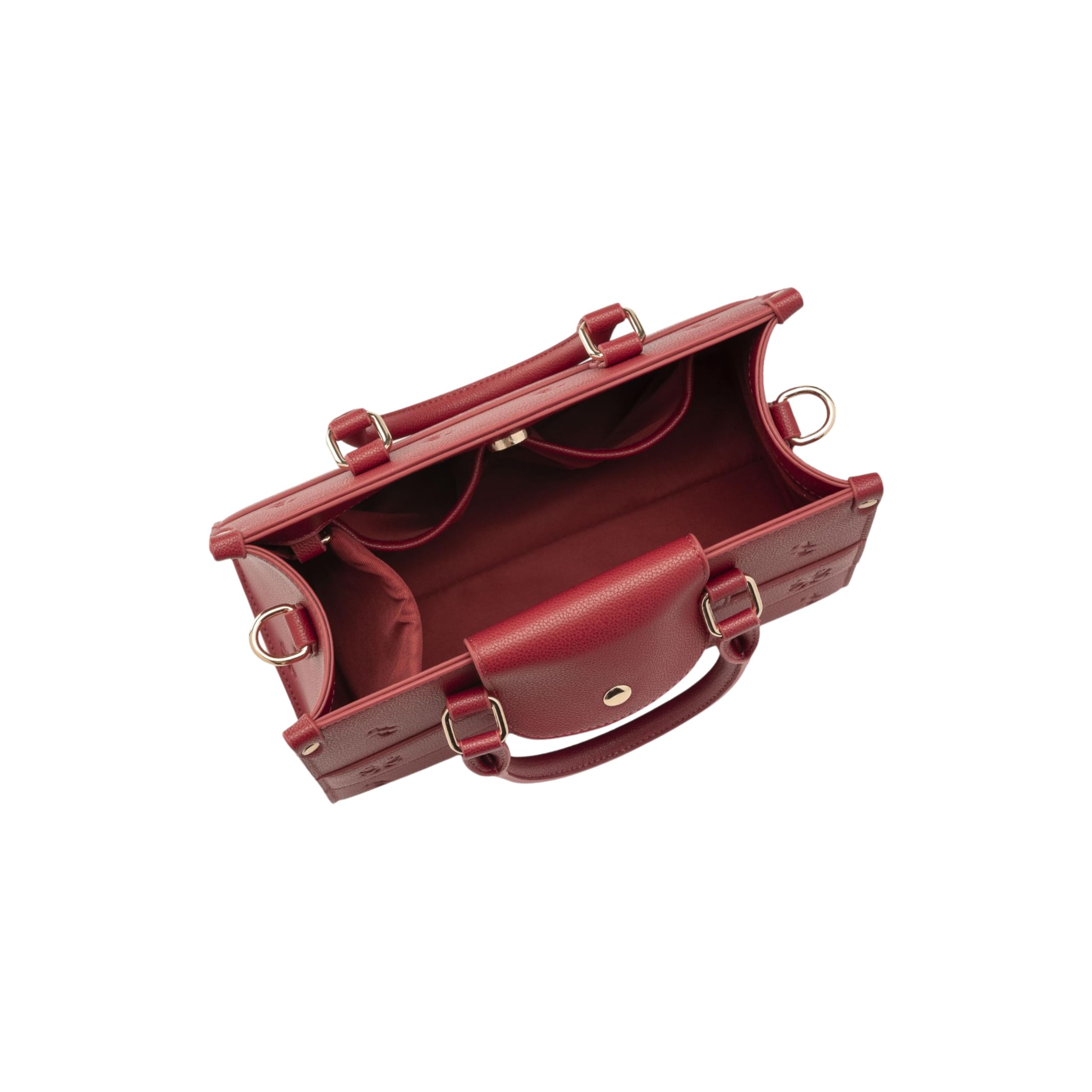 Valentina Rivera Carlotta en Rojo Madrid - Bolso para Mujer - Bolso de Mano Estructurado de Piel Vegana con Doble Correa Intercambiable, Bandolera y Cadena Dorada Elegante.
