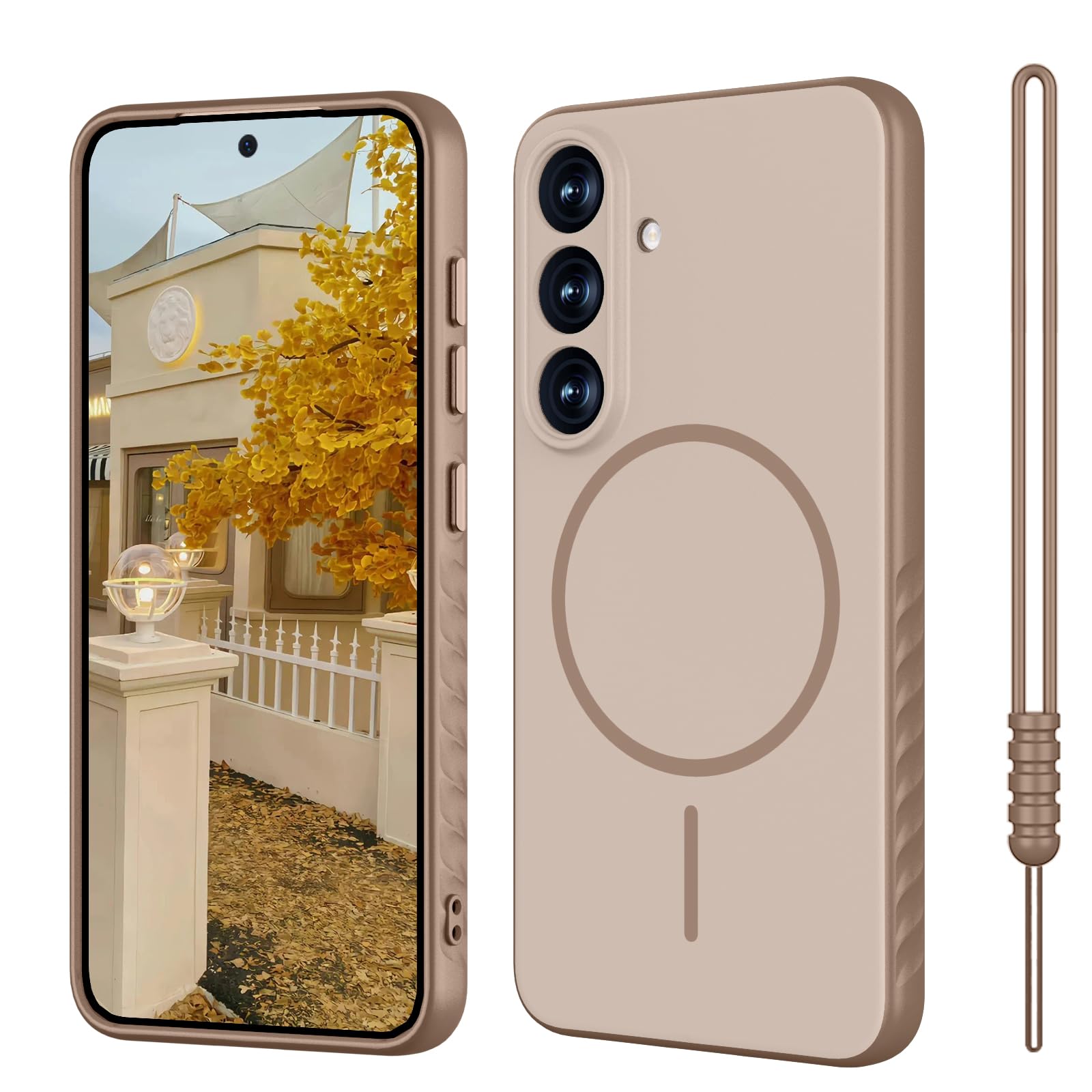 YUANDMI für Samsung Galaxy A56 5G Hülle kompatibel mit MagSafe, Handyhülle für Samsung Galaxy A56 5G Magnetisch Silikon Case Kameraschutz, rutschfest Kratzfest Stoßfest Hülle Khaki