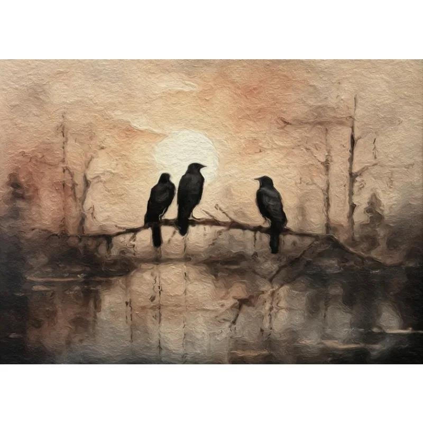 Baibexing Vintage Bird Raven Poster Prints Abstract Crow Dark Canvas Painting Wall Art For Living Room Home Decor A13 21X30Cm Unframed