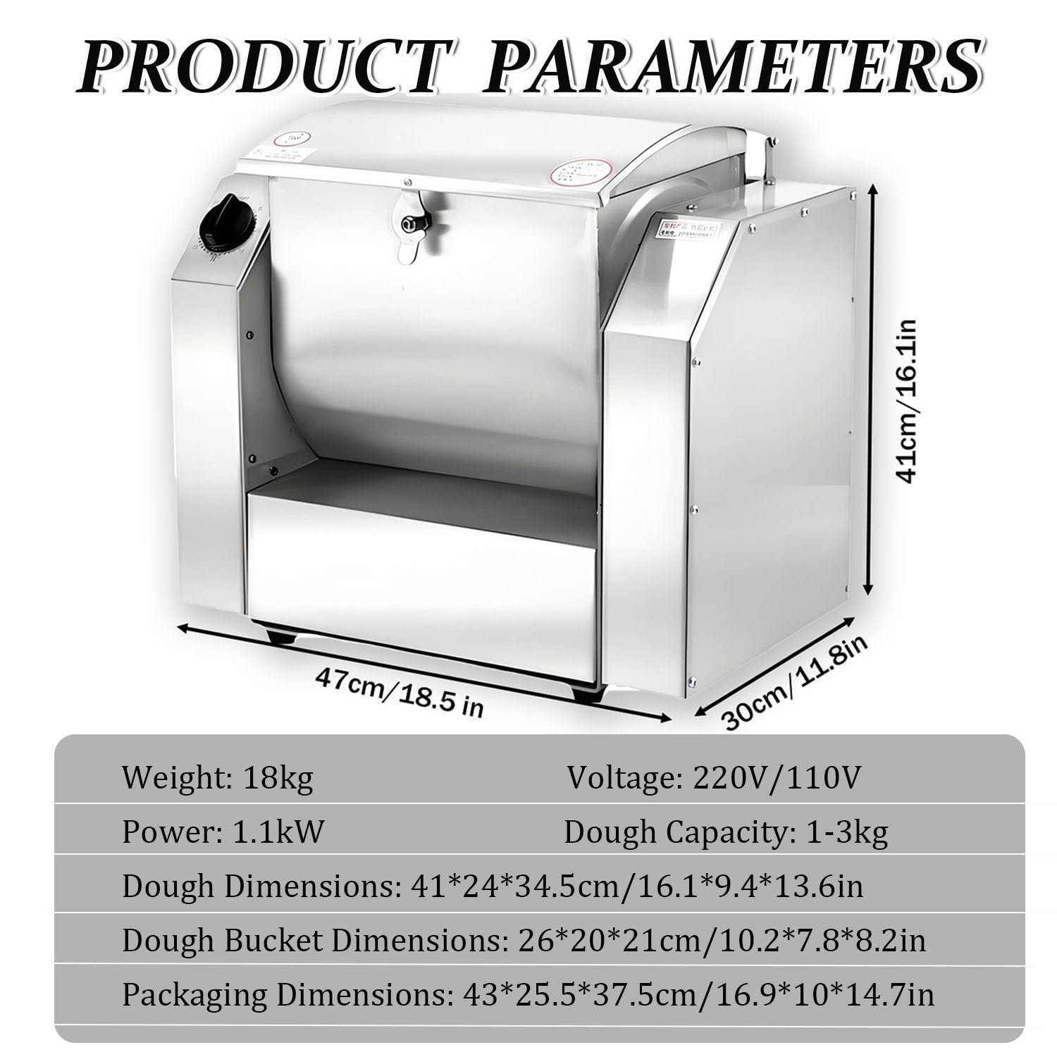 Pétrin à pâte Professionnel, pétrin à Farine, pétrin électrique, pétrin à pâte entièrement Automatique, pétrin en Acier Inoxydable, pour écoles, boulangeries, Restaurants 110V-3KG
