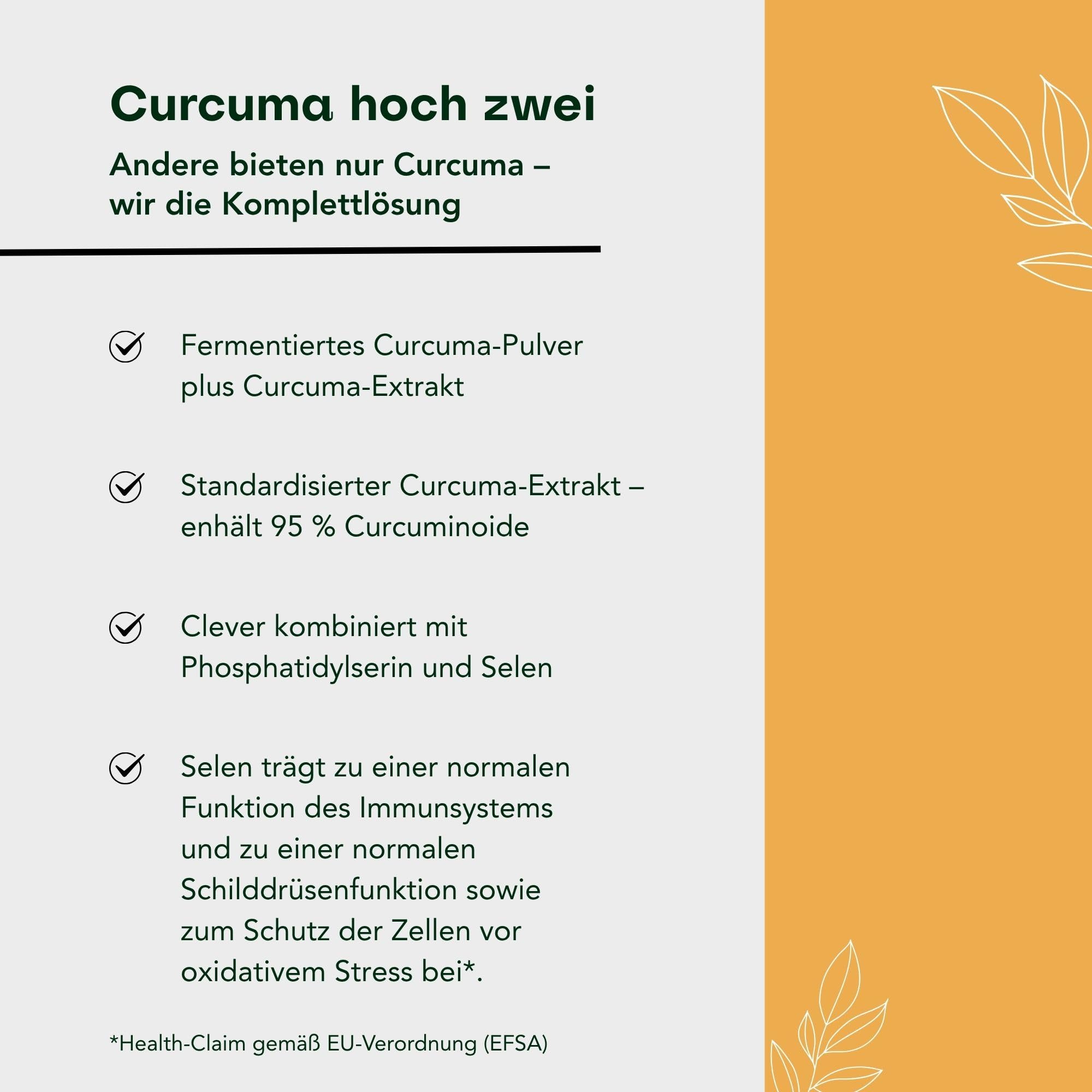 Fermentura® CURCUMA DUO | Hochdosierte Kurkuma-Kapseln mit fermentiertem Curcuma-Granulat | Mit Selen & Phosphatidylserin | 30 vegane Kurkuma-Kapseln ohne Zusätze