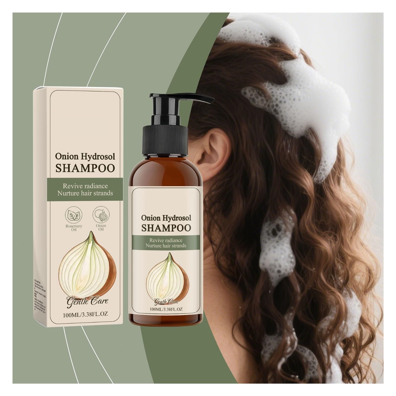 Champú de hidrosol de cebolla | Limpia y nutre el cuero cabelludo, fortalece el cabello y reduce la rotura.(3pcs)