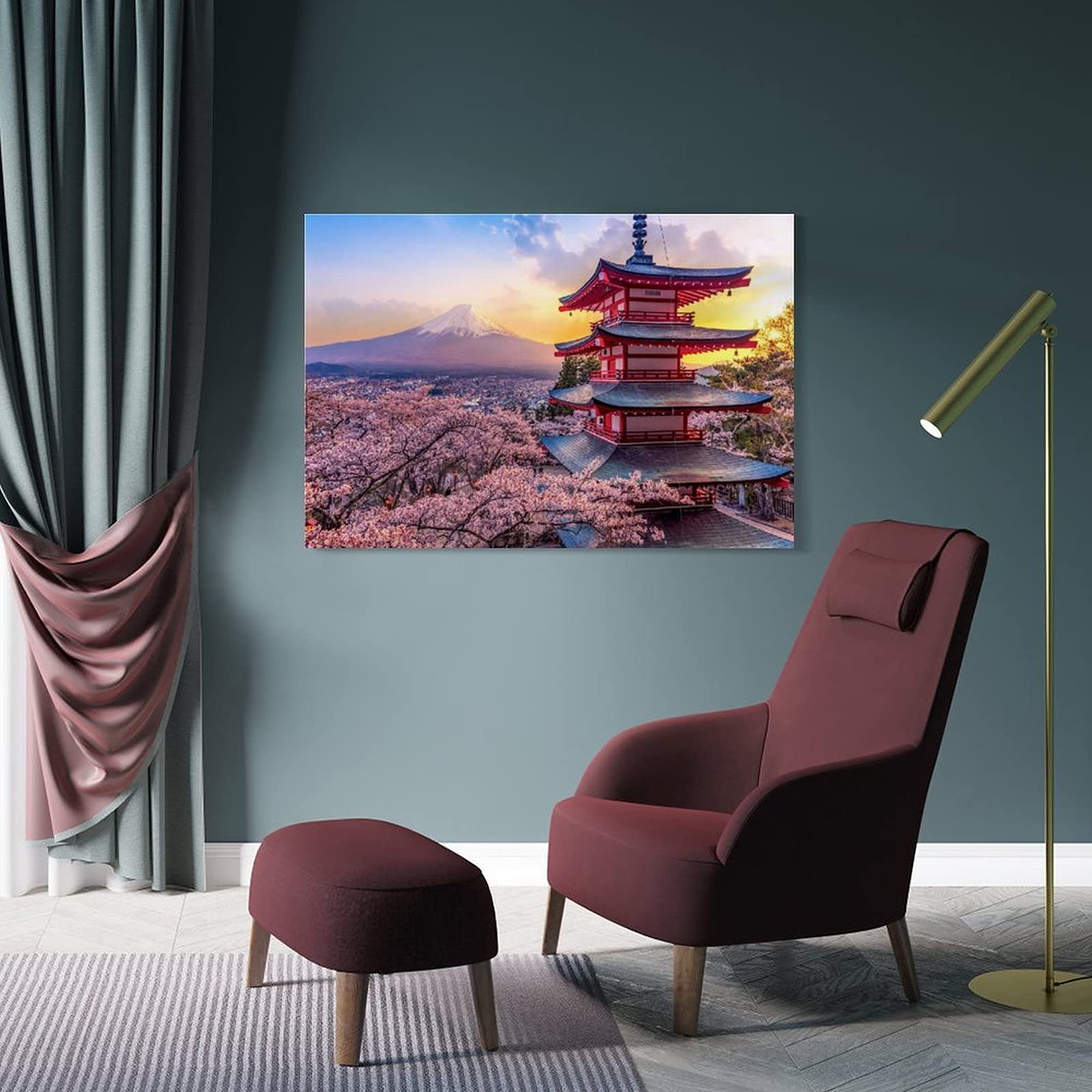 5 Pièces Poster Tableau Toile 5 Pieces Fleur De Cerisier Du Japon Image Sur Toile 5 Parties Tableau Sur Toile,tableau Mural Decoration Salon Moderne Xxl,cadre Tableau Toile,5 Panneaux Toile 150x80cm