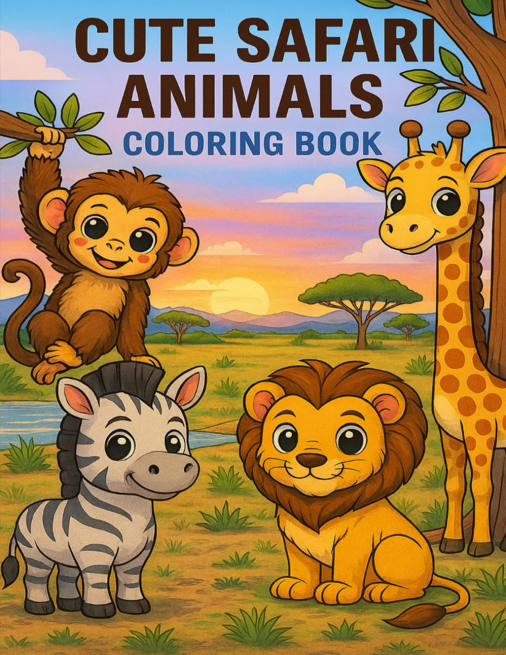 Cute Safari Animals Coloring Book: Fun and Adorable Safari Animals for Kids Ages 4–8 (Cute Animals Coloring Book Collection)