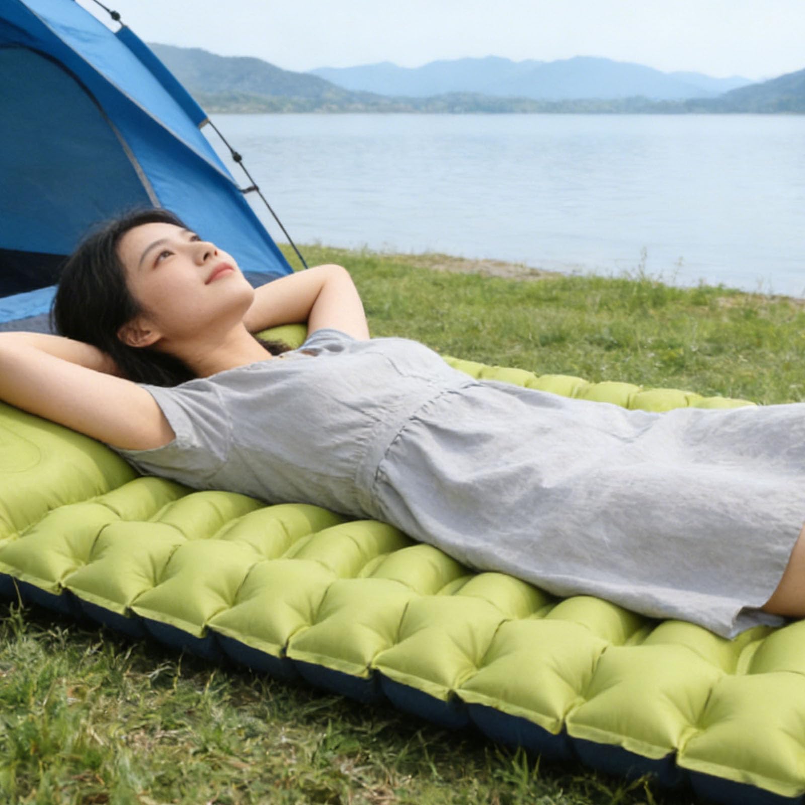 Colchón inflable multiusos ideal para mochileros, campistas, senderismo, tienda de campaña que ofrece una comodidad y portabilidad superiores, cama de aire individual para acampar