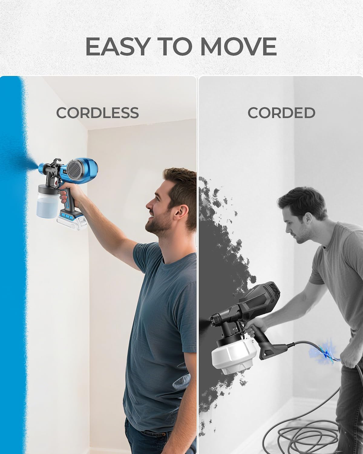 Tilswall Cordless Paint Sprayer for Dewalt 20V Battery,Electric Spray Paint Gun for House Painting,Furniture,Wall,Cabinets,Iron Fence(Battery Not Included)