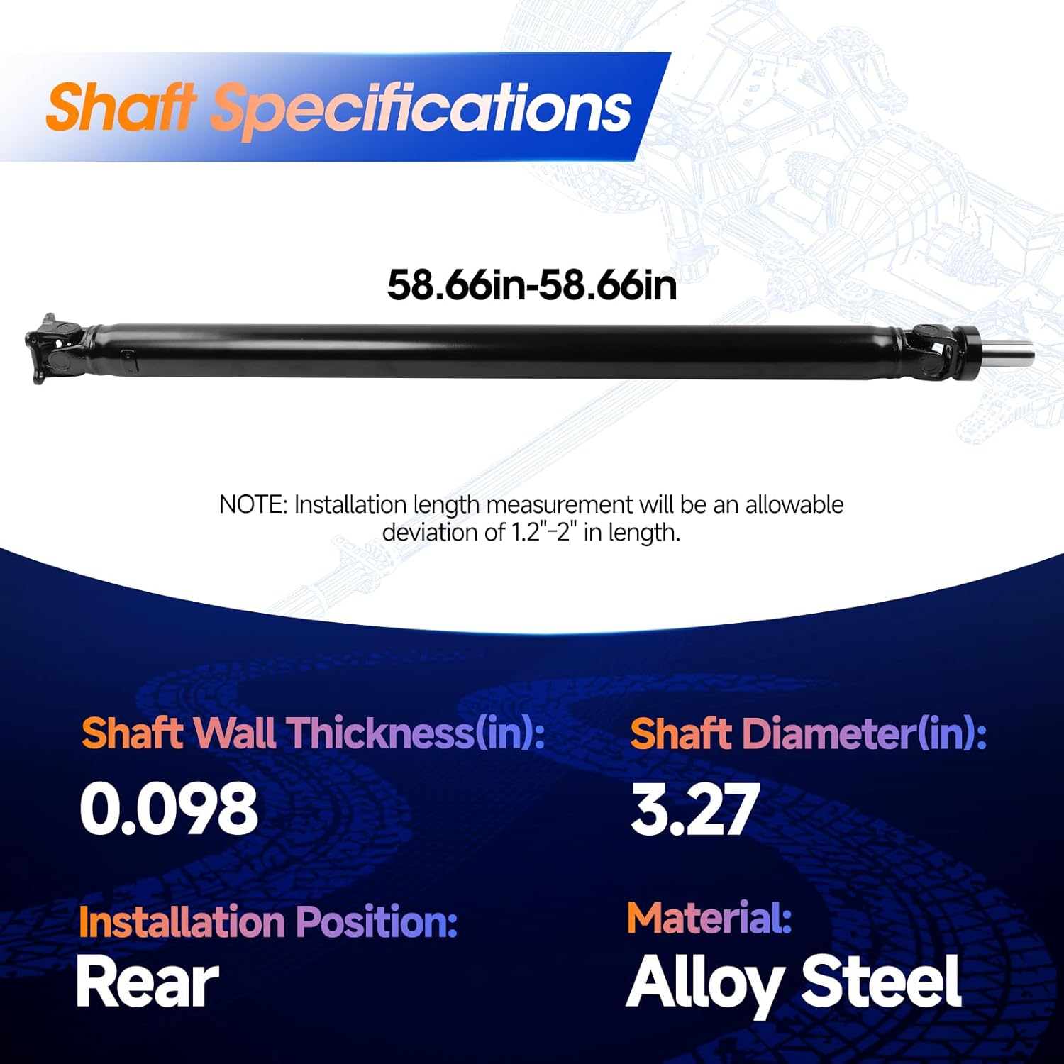 Rear Drive Shaft Prop Shaft Driveshaft Assembly [Automatic Transmission RWD Only] Fit for Toyota 4Runner 1996 1997 1998 1999 2000 L4 2.7L, OE 936-723, 371103D060