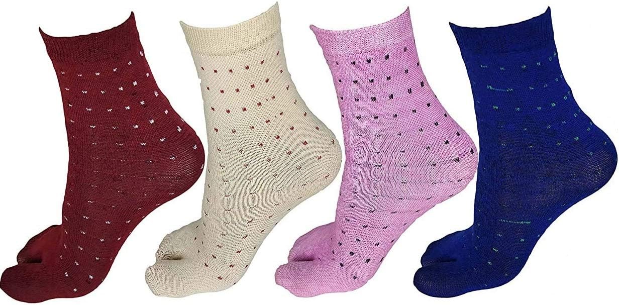 Women's Printed Ankle Length Double Knit Thumb Cotton Multicolored Socks Combo Random Colours & Design (PACK OF