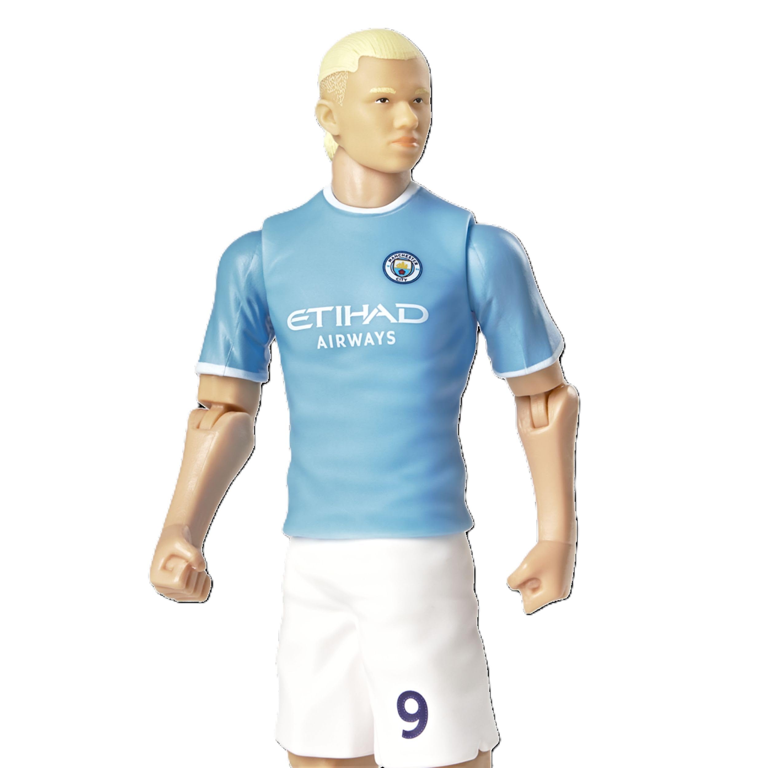 Megableu - Figurine Foot HAALAND - 20 cm - Grande Figurine Footballeur Réaliste & Articulée - Licence Officielle - 10 Points d’Articulation - Jouet Football Manchester - Idée Cadeau Fans Haaland