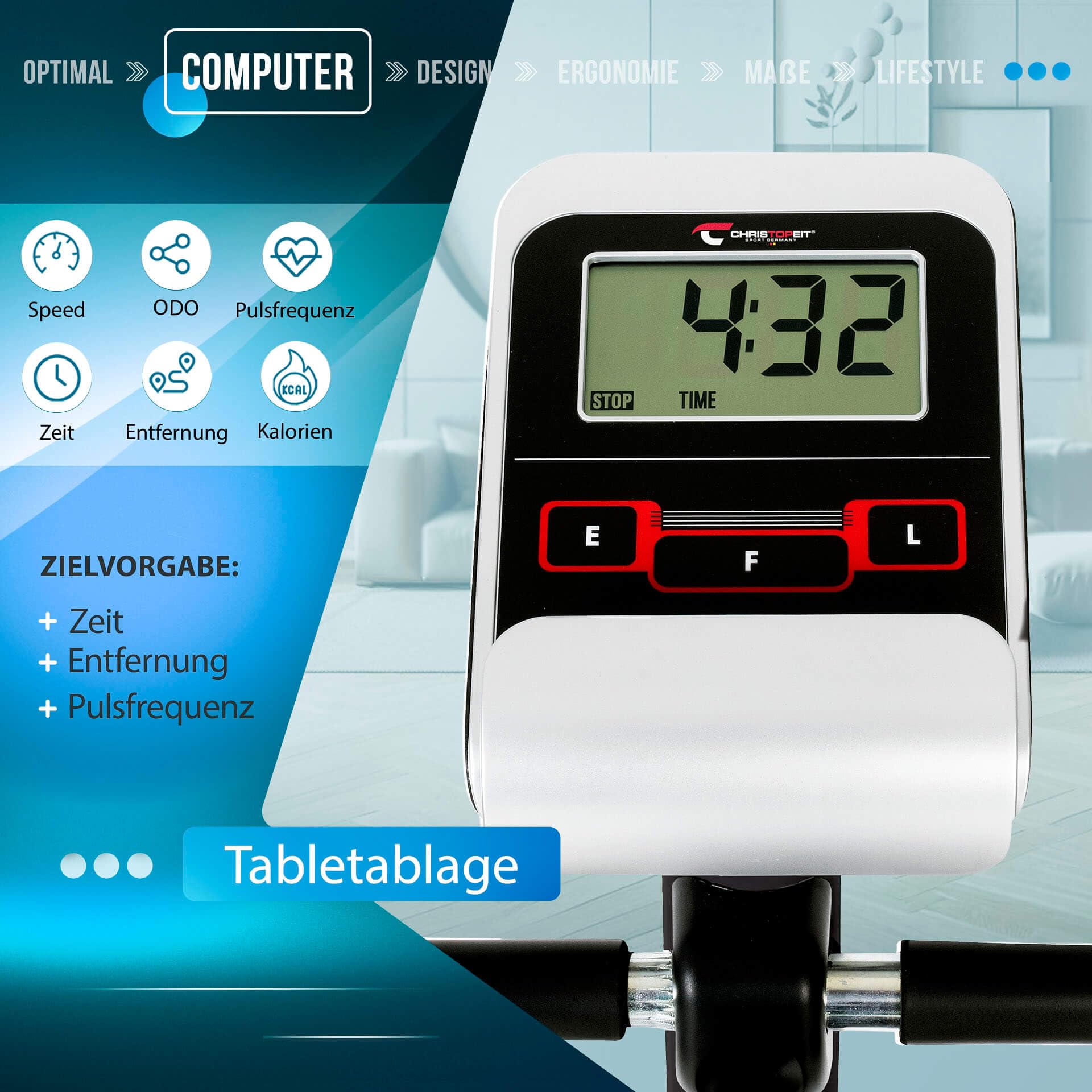 Christopeit AL 1 Exercise Bike Ergometer, Quiet Home Trainer, 8 Levels, up to 150 kg, 9 kg Magnetic Brake System, LCD Display, Transport Wheels, Black Edition with Floor Protection Mat Sports & Outdoors