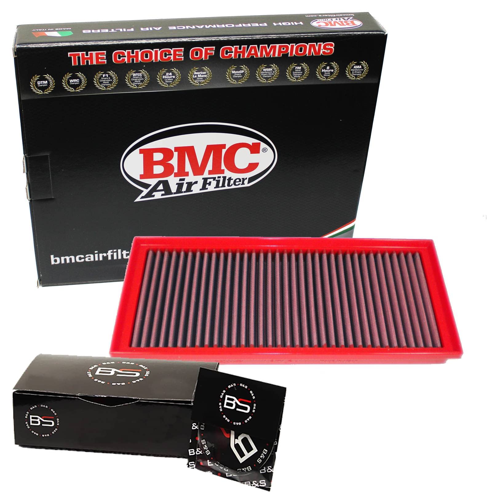 B&S Kit Filtro Aria Sportivo Aspirazione Rigenerabile Lavabile FB794/20 con Profumatore Interni