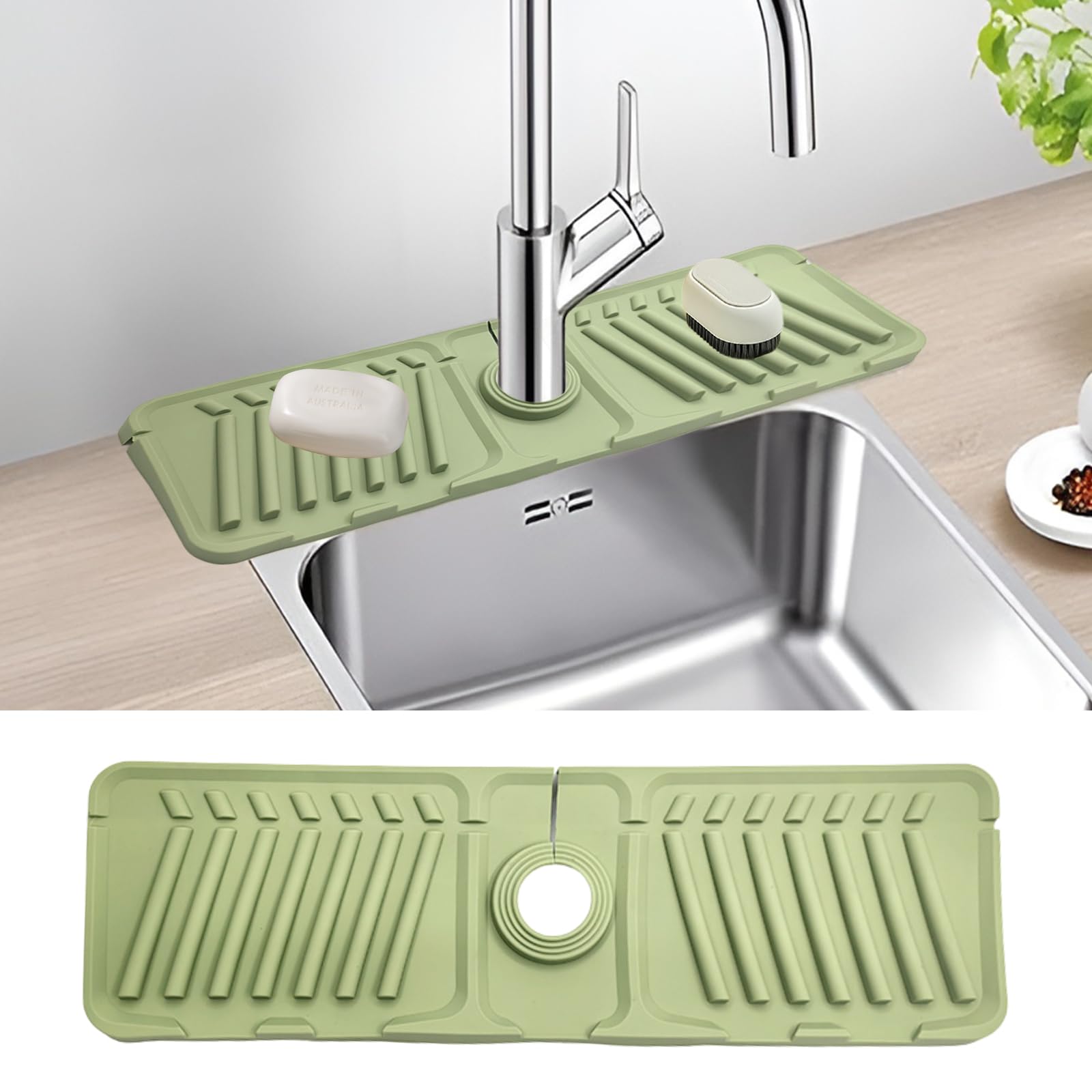 Silicone Sink Faucet Mat for Kitchen Sink Splash Guard Drying Tap Mat Draining Pad