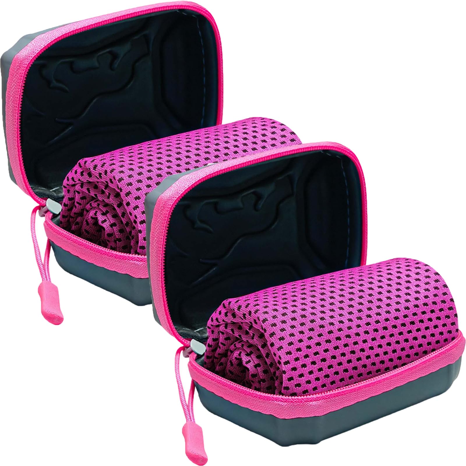 2 Pack Cooling Towels 80x30cm – Breathable Instant Quick Drying Ice Cool Microfibre Towel for Neck & Face–with Portable Silicone Sleeves–for Gym,Yoga,Running,Camping,Hiking,Fitness (Hot Pink)