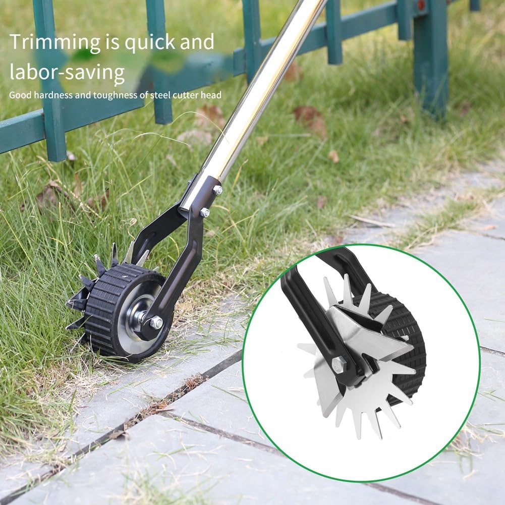 Herramienta de corte de bordes manual con rueda, cortadora de césped giratoria, tijeras de borde de césped para aceras de jardín (1,2 m)