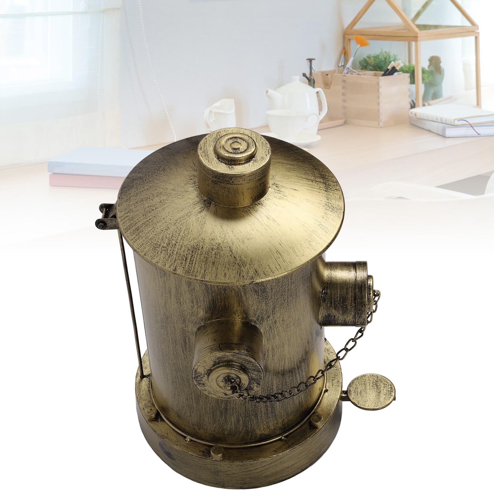 Jiawu Bote de Basura para Boca de Incendios, Bote de Basura con Pedal de Gran Capacidad de Diseño Retro de Hierro Europeo, de Industrial Vintage con Cubo Interior para Escritorio de Piso de Oficina