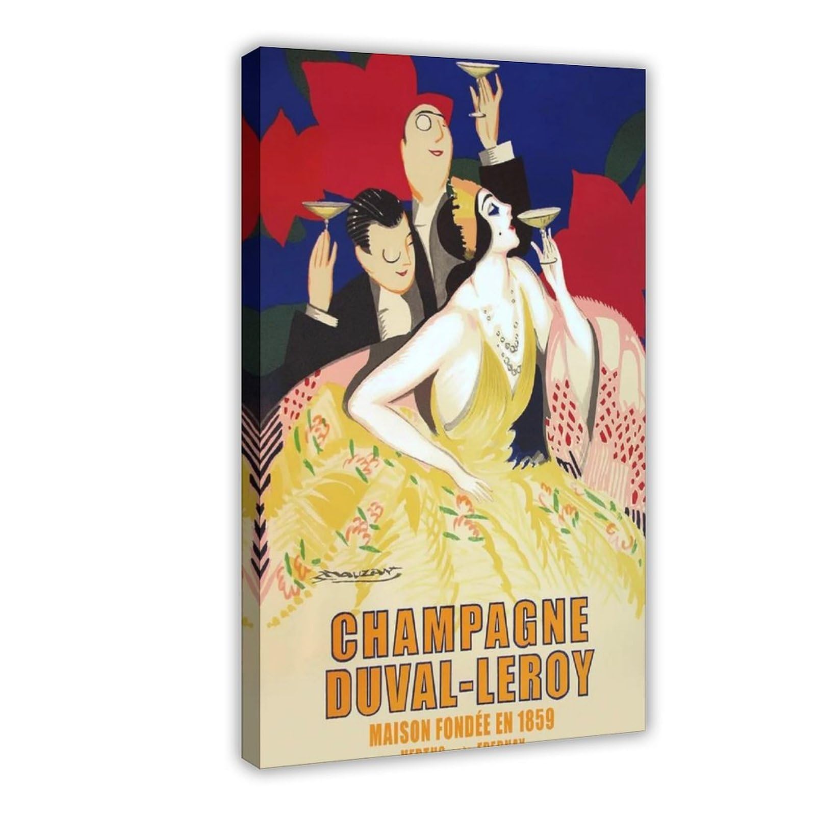Wjwart Vintage Champagne Duval Leroy Advertisement Canvas Poster Wall Art Print Picture Paintings 24X36inch(60X90cm)