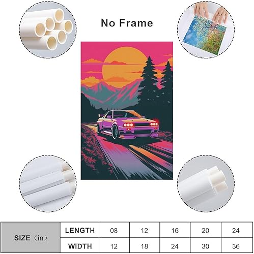 Miniatura 2 de R32 - Póster retro de Synthwave para automóvil, arte de pared, pósteres e impresiones colgantes para dormitorio, aula, dormitorio, sala de estar,