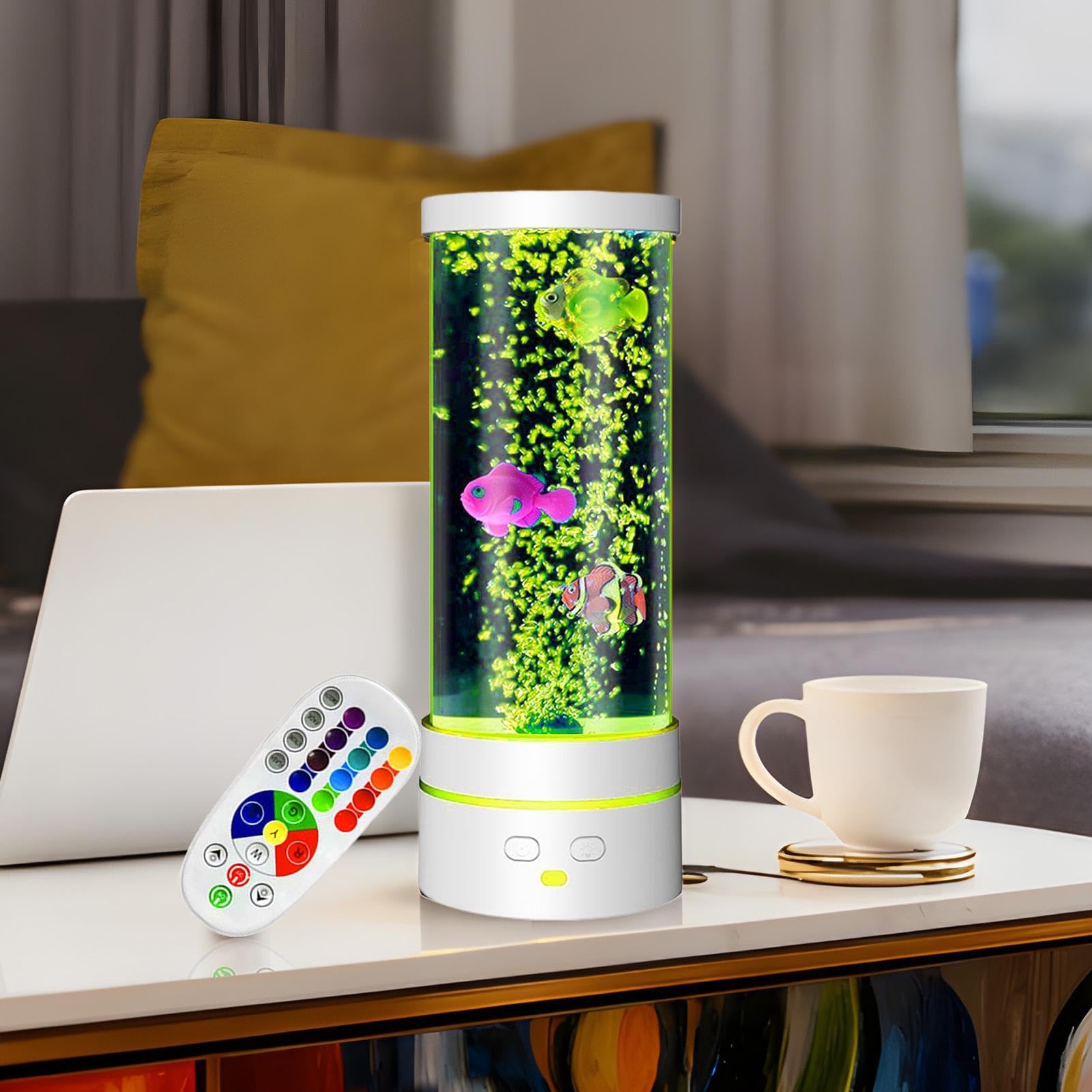Lámpara de tubo de burbujas, control remoto LED sensorial para un ambiente relajante, efecto de agua, estilo acuario con luz de torre de burbujas, iluminación decorativa de estado de ánimo para