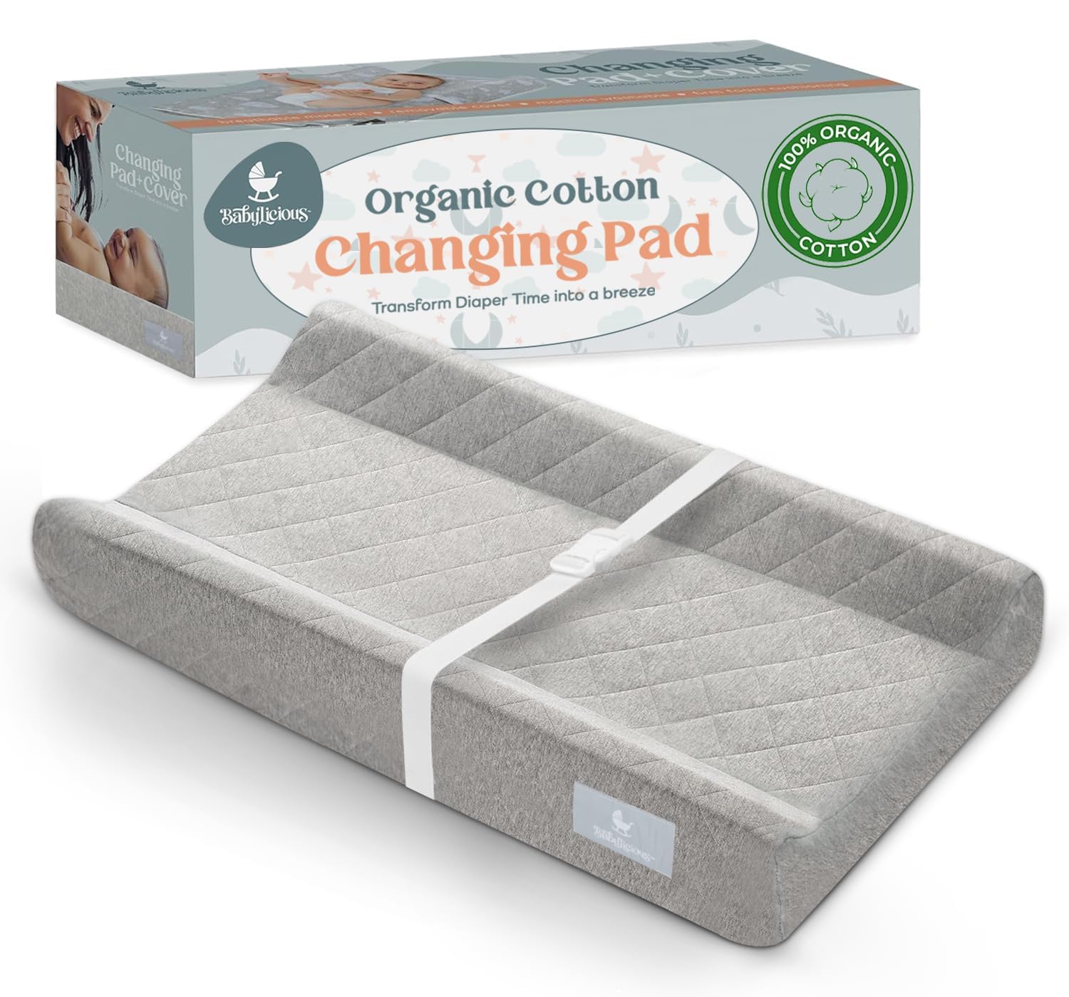 Contoured Baby Changing Pad Waterproof Non-Slip Base for Dresser & Table