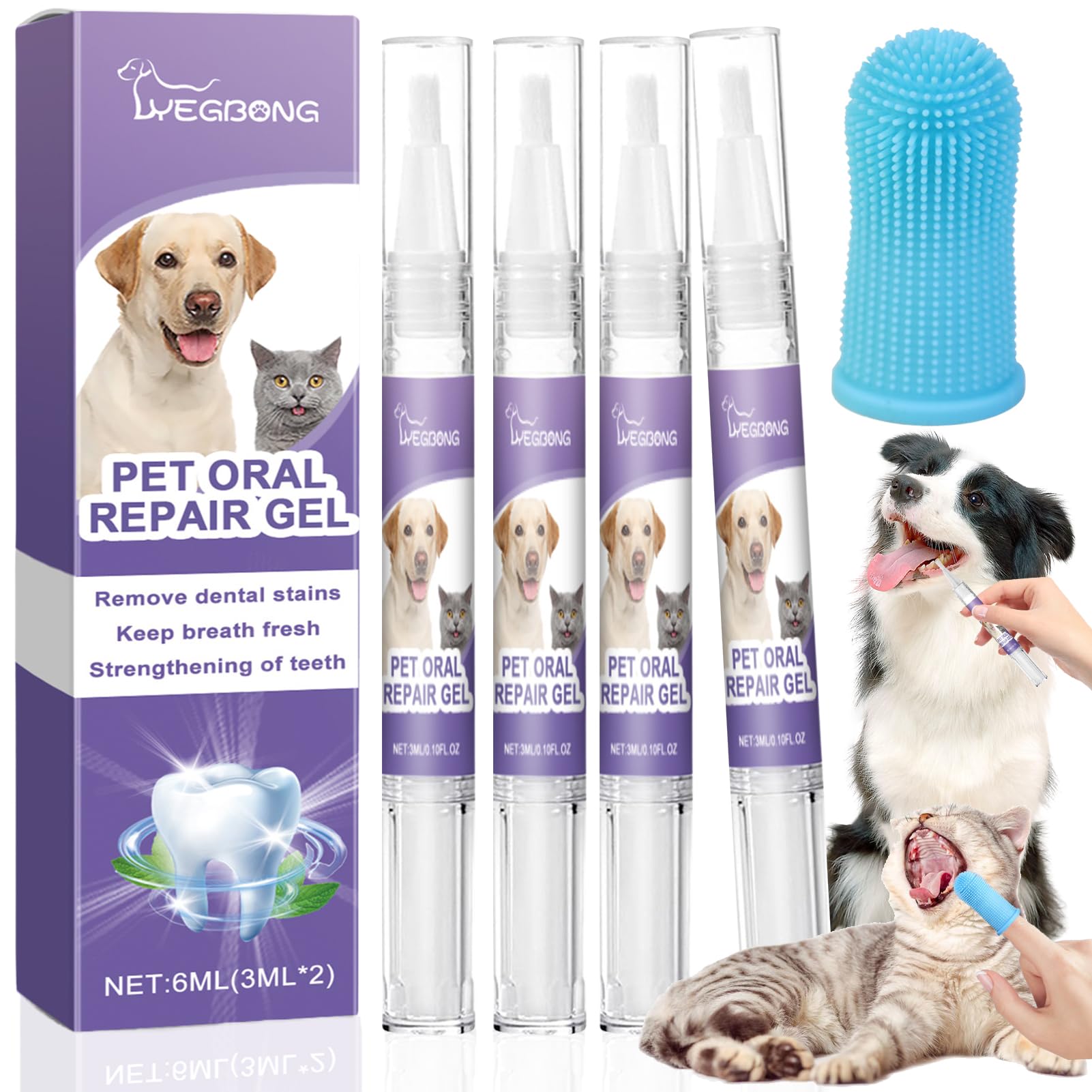 4 unidades Bolígrafo para cepillo de dientes para mascotas, 1PCS Cepillo Dientes Perro, Pet Toothbrush Pen, Pluma de Limpieza de Dientes Perros Gatos, limpieza dientes perro, Mejora el mal aliento