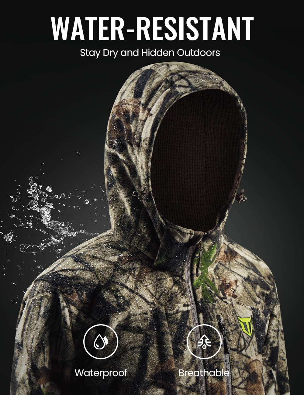 TIDEWE Hunting Clothes for Men, Silent Water Resistant Hunting Jackets and Bibs, Next Camo G2 - Image 4