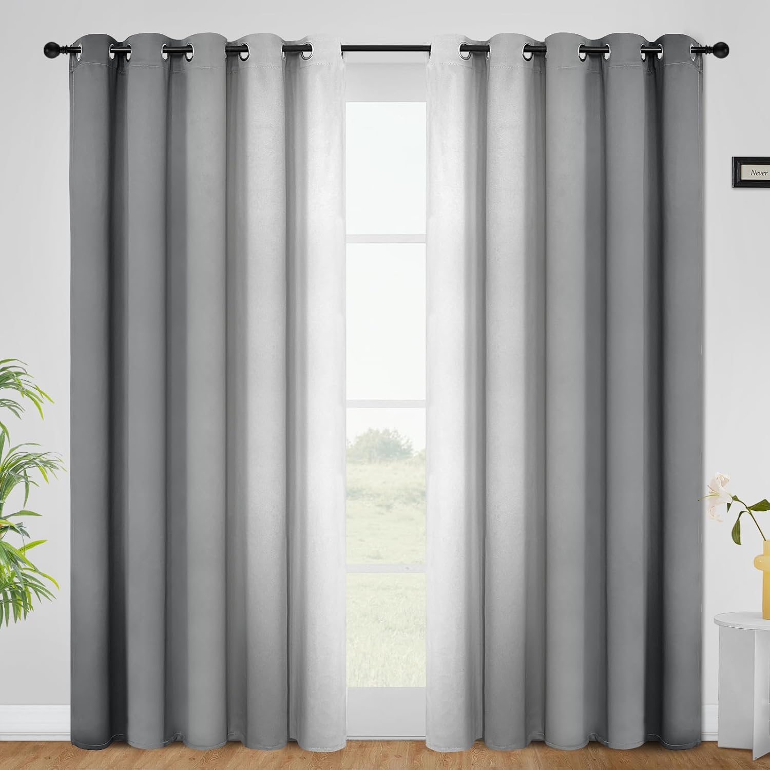 COSVIYA Curtains & Drapes Ombre Grey Curtains 84 inch