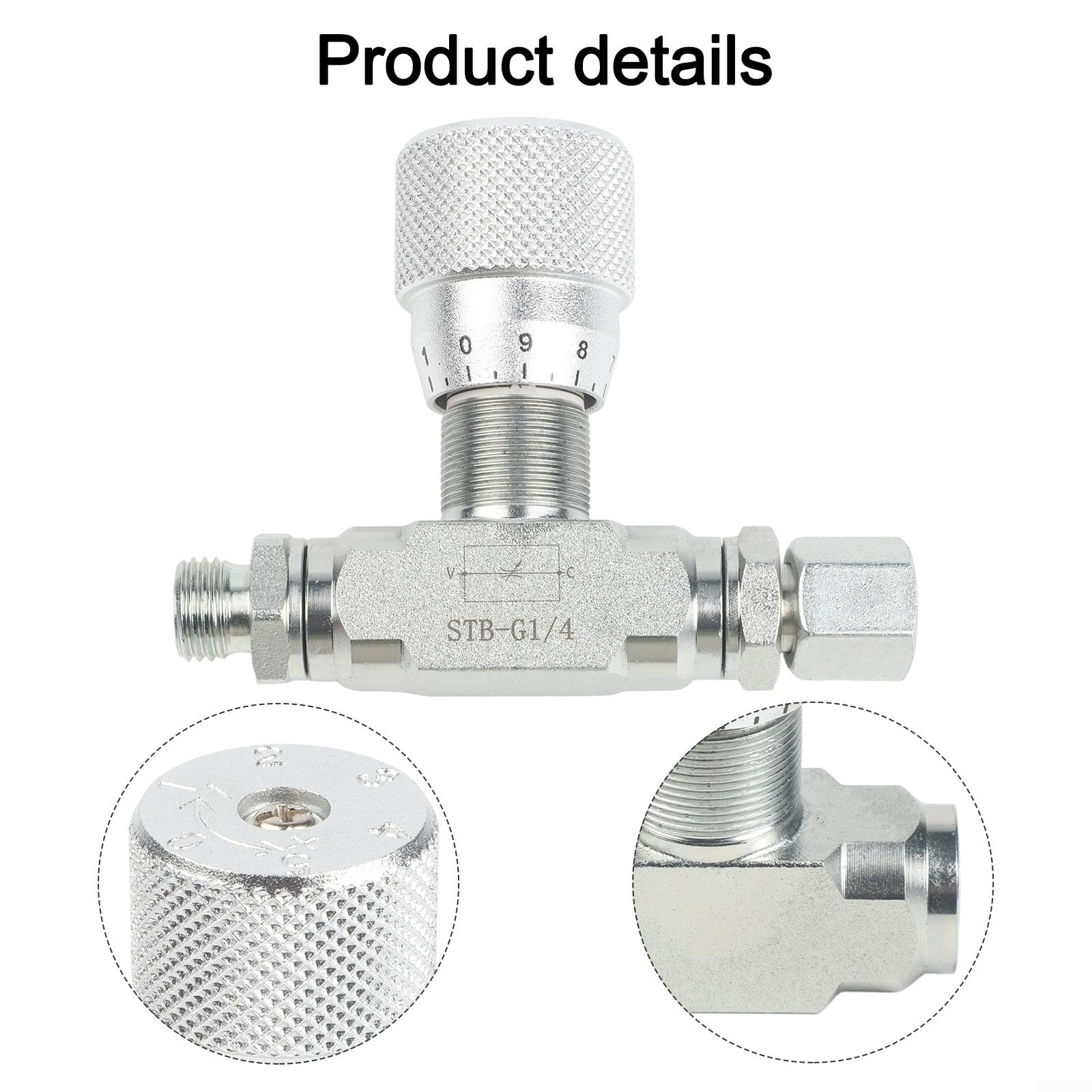 Vanne de régulation de débit hydraulique bidirectionnelle 5800 PSI 46 GPM en acier au carbone filetage 1/4" ou 3/8" NPT (STB-G1/4)