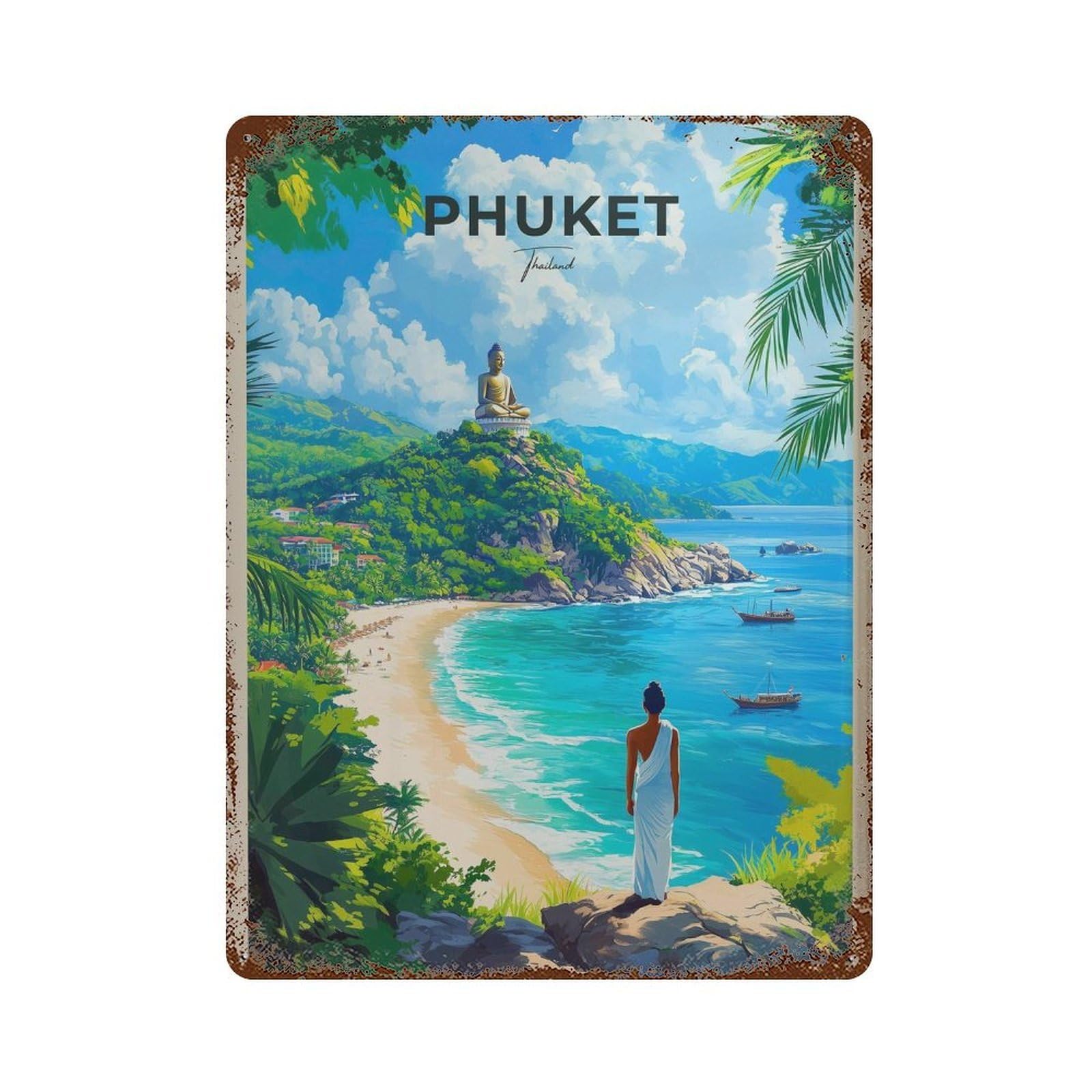 xiaoxiaoshen Phuket Thailand Travel Exotic Island Wall Decor Art Metal Tin Poster Modern Home Decor Art Home Bar Shop Decorations Vintage Sign 40x30cm