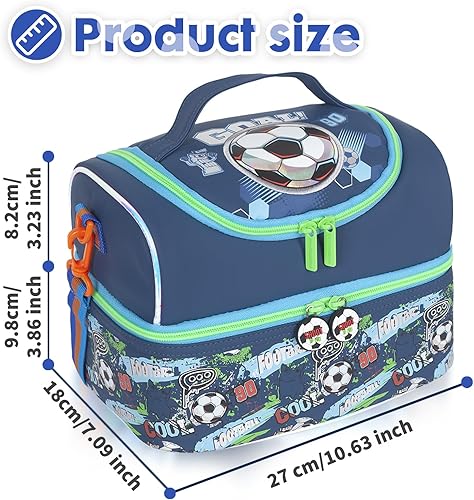 Miniatura 3 de Bolsa de almuerzo aislada de doble piso para niños, bolsa de comida grande para el regreso a la escuela, para niños, niñas, hombres y mujeres, con