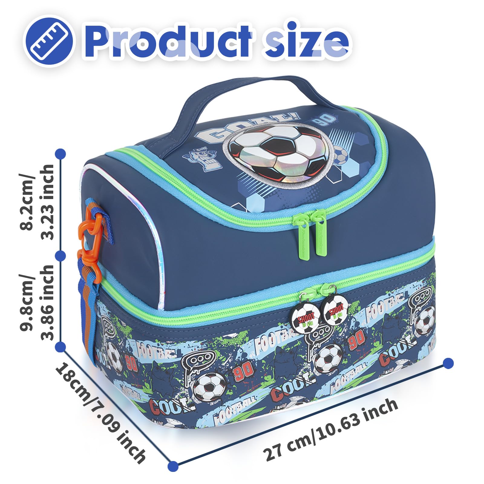 PinkSheep Kids Lunch Bag, Double Decker Cooler Insulated Lunch Bag, Back to School Gift Large Tote for Boys Girls, Men, Women - Image 2
