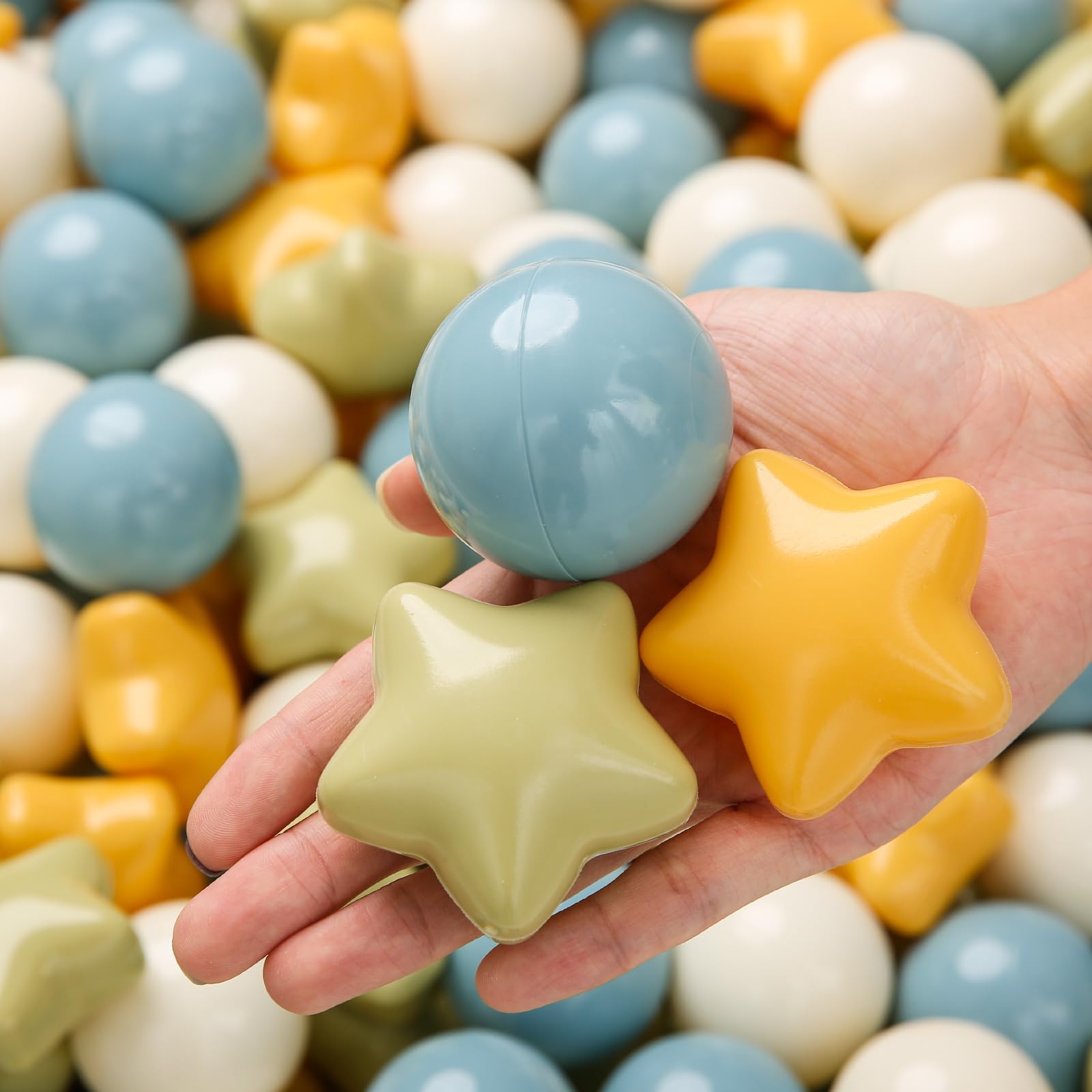 TRENDPLAY Star Ball Pit Balls 50 100 200 500 for Toddlers - Ball Pit Ball Shapes for Boys Girls Fun, Birthday Party, Christmas Decoration