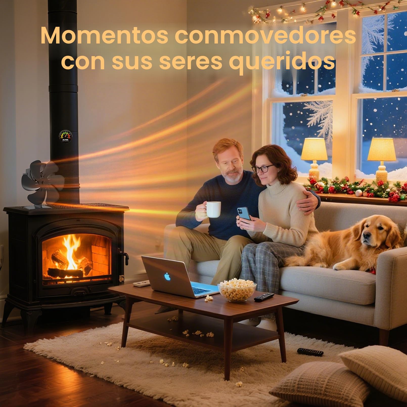 Ventilador de estufa de leña alimentado por calor | Ventilador activado por calor no eléctrico para quemador de leña | Accesorios de estufa