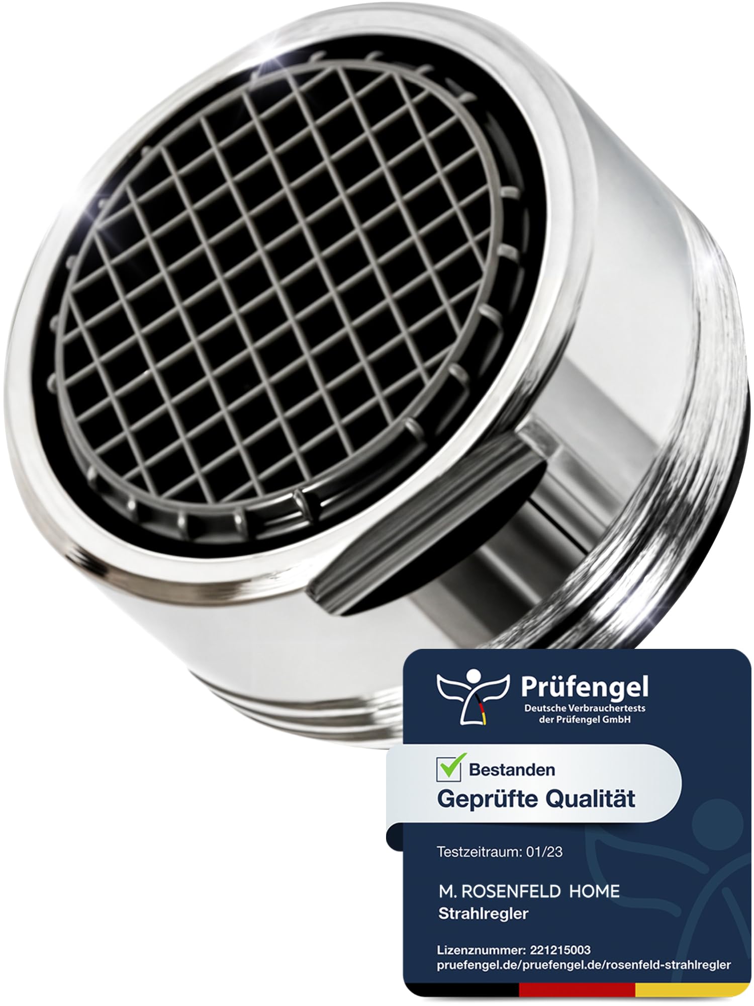 M. ROSENFELD HOME Strahlregler Wasserhahn Aufsatz Küche & Bad M24 Wassersparen 5 l/min - High Tech Anti Kalk Wasserhahn Sieb mit Kugelförmige Filter - Luftsprudler aus Messing - In Italien hergestellt